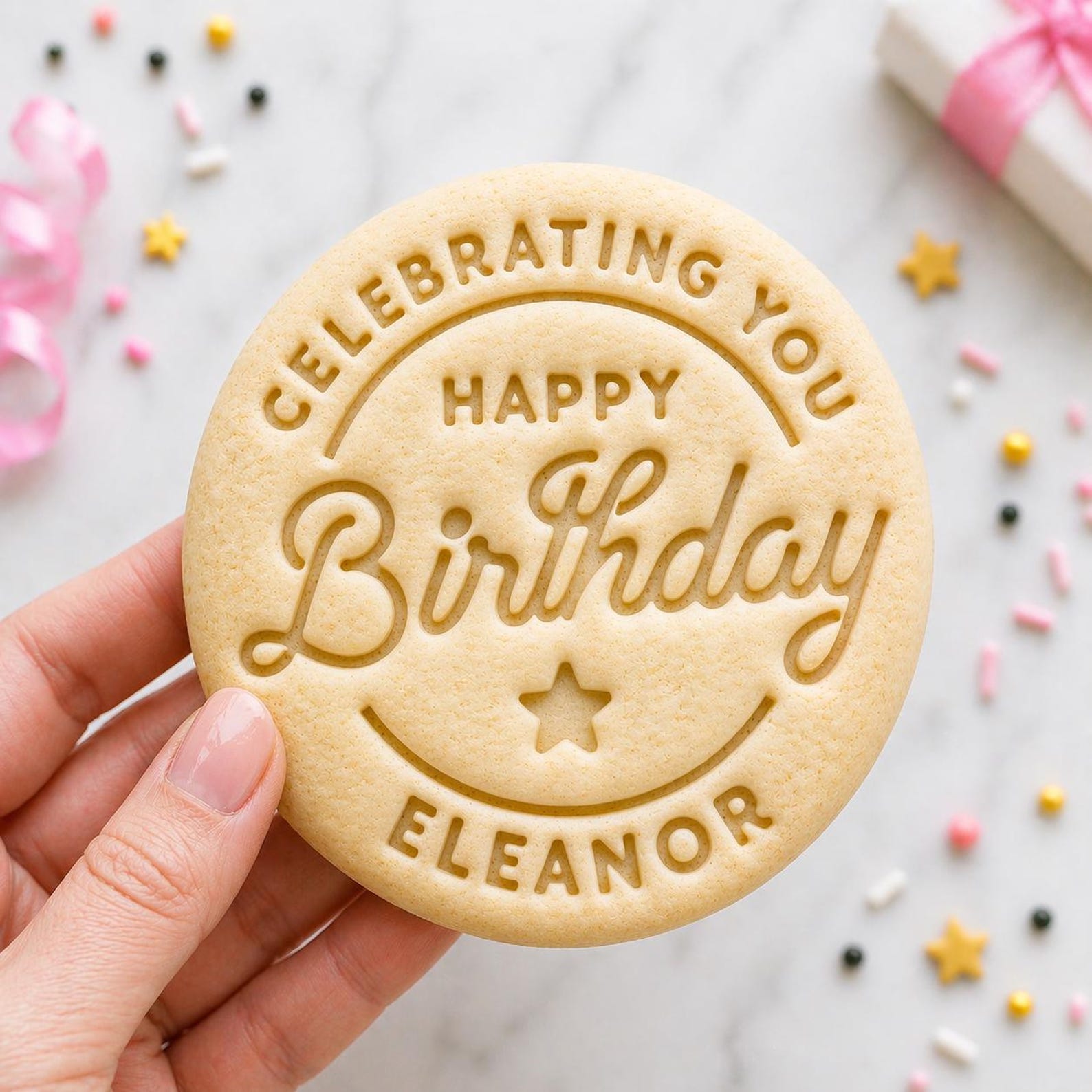 Personalized Happy Birthday Cookie Cutter, Personalized Stamp with Name, Custom Birthday Gift 