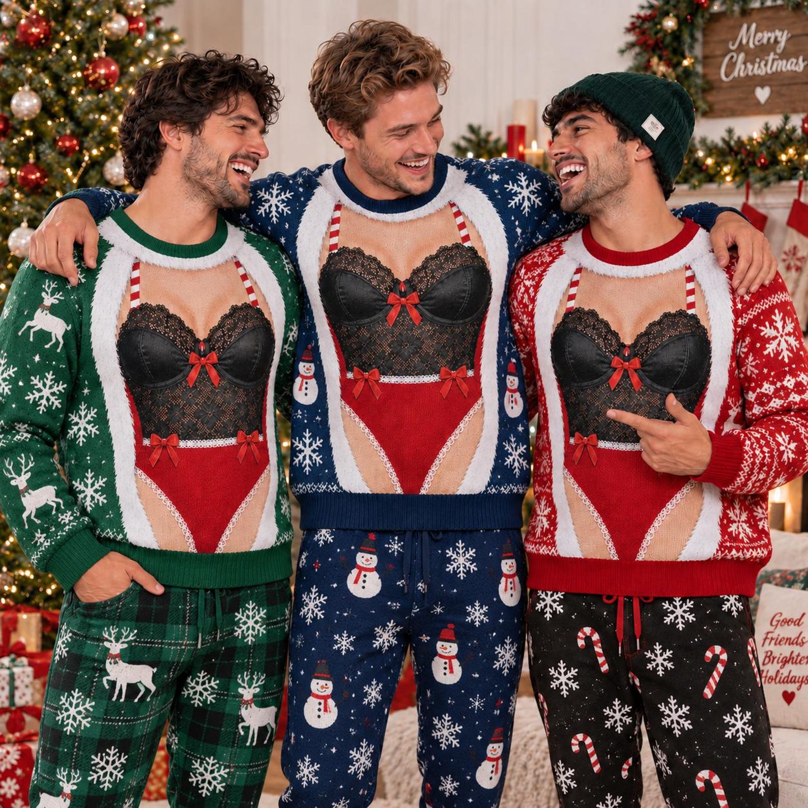 Personalized Funny Christmas Sweater, Men Novelty Knitted Pullover, Ugly Holiday Gift
