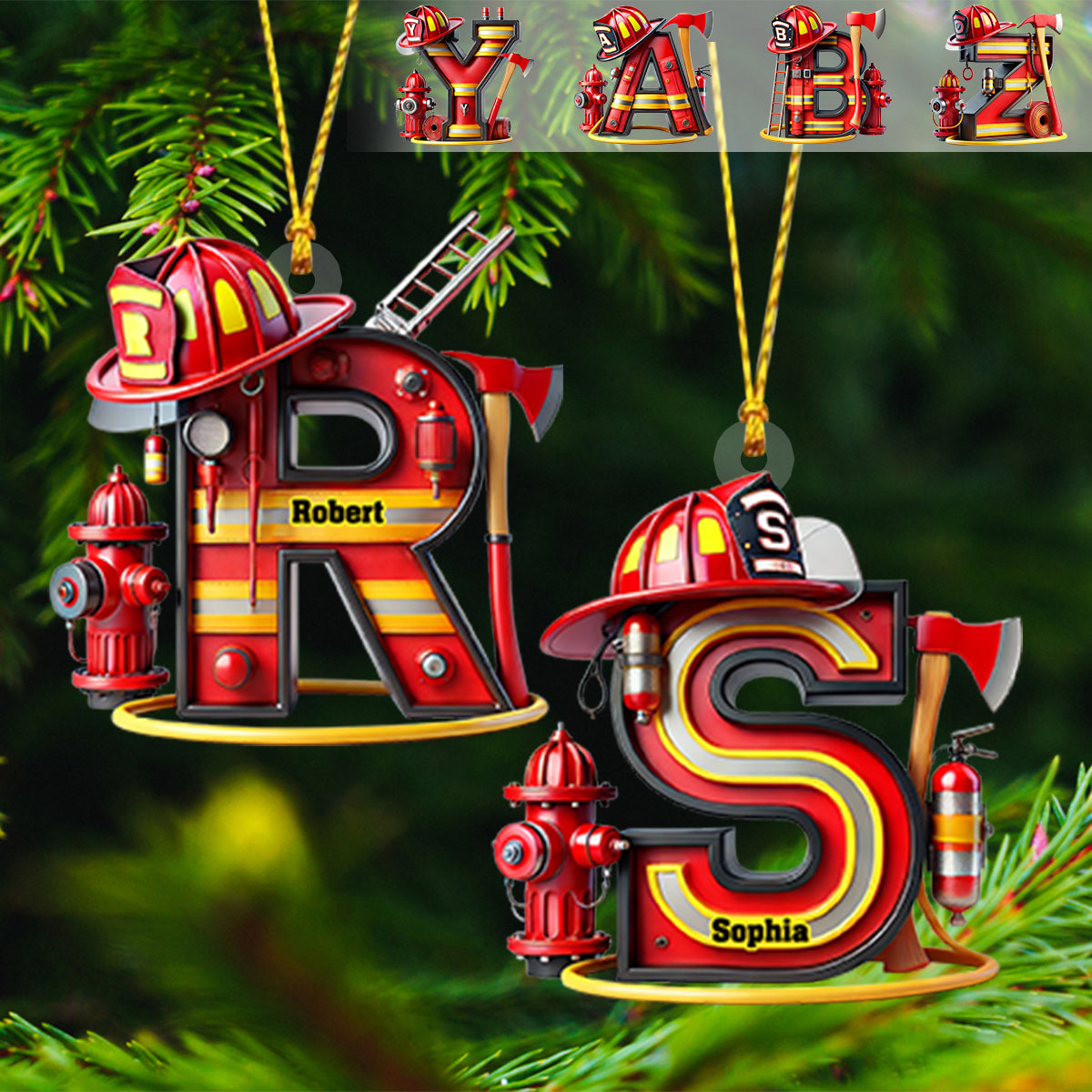 Personalized Firefighter Alphabet Decoration - Personalized Firefighter Ornament