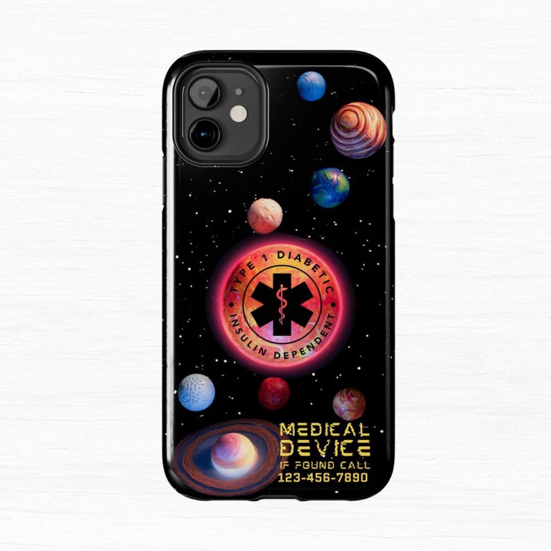 Personalized Type 1 Diabetic Phone Case, Insulin Dependent Medical Alert, Customizable Device