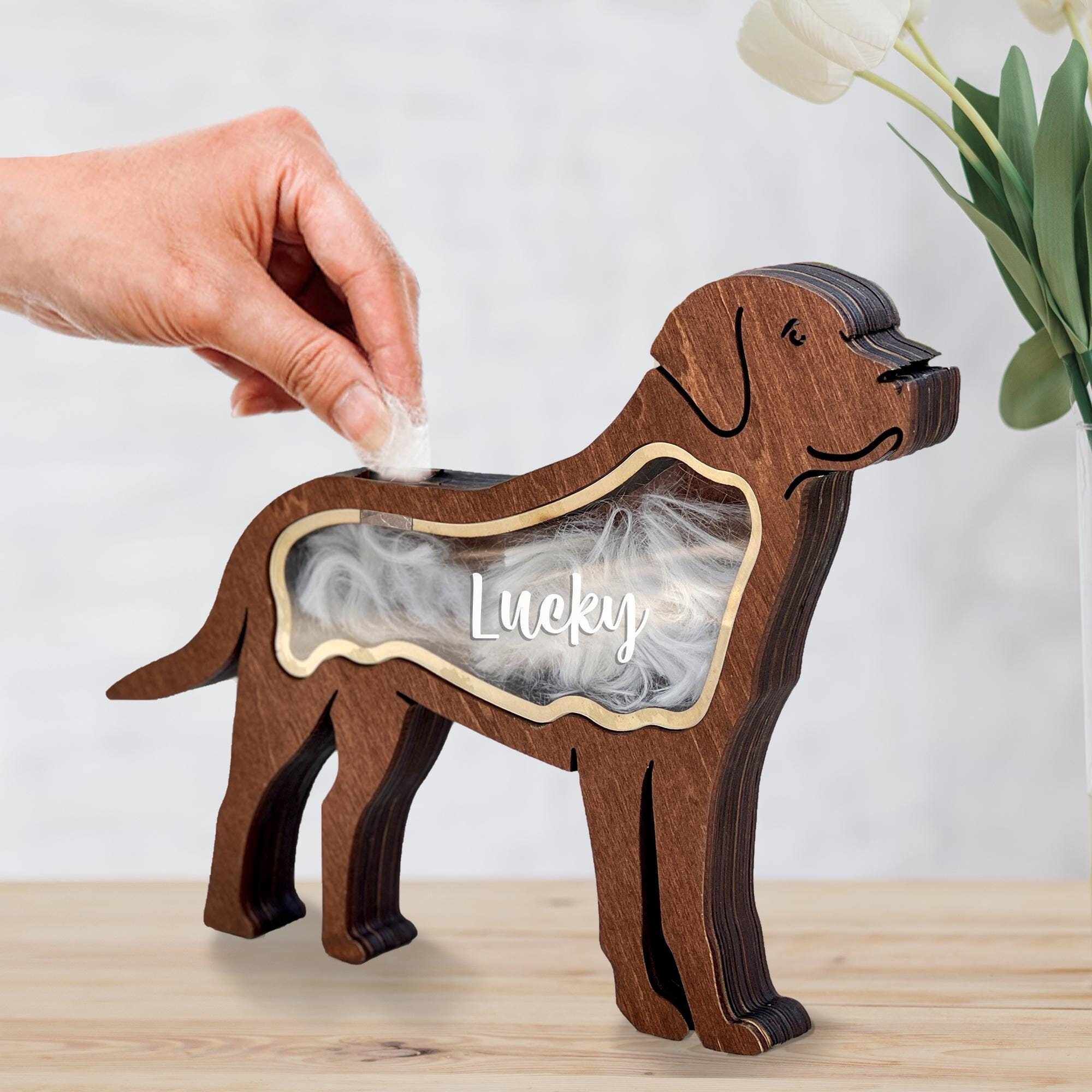 Personalized Pet Memorial Gift Personalised Hair Memorial Box, Wooden Pet Statue Fur Urn Keepsake, Pet Loss Gift, Dog Teeth Hair Memorial, Cat Keepsake
