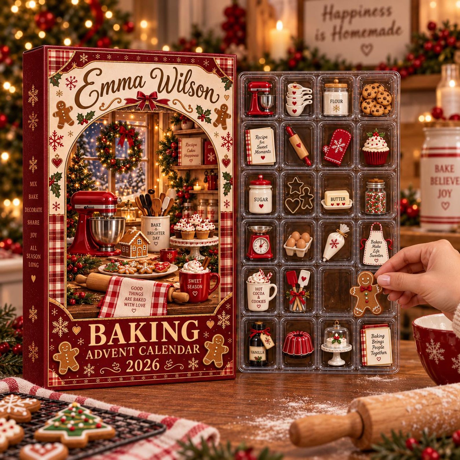 Personalized Baking Advent Calendar, Christmas Baker Countdown, Custom Name Baking Gift, Holiday Kitchen Advent Calendar