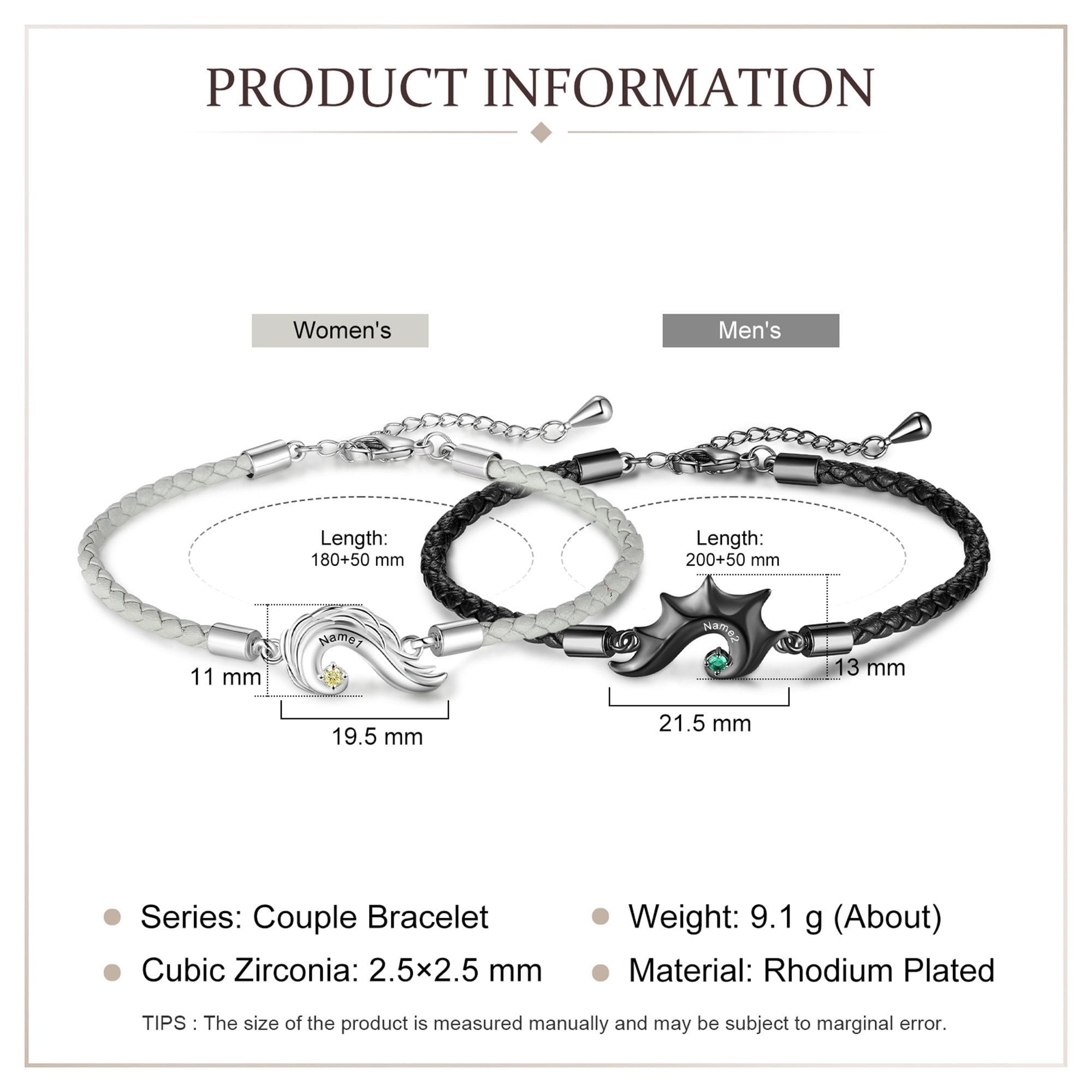 Personalized Couple Relationship Bracelet Personalized Custom Name with Birthstone,Matching Heart Charm Promise Bracelet Gifts For Her and Him
