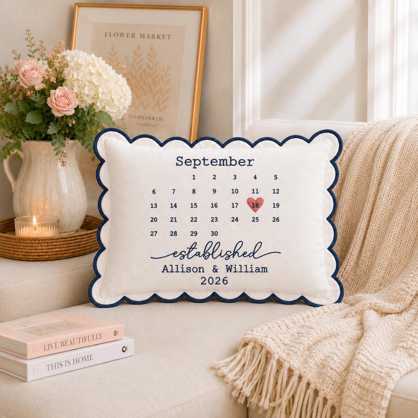 Personalized Wedding Date Pillow With Wedding Date, Wedding Anniversary Pillow, Personalized Wedding Pillow Cover, Wedding Gifts For Couple