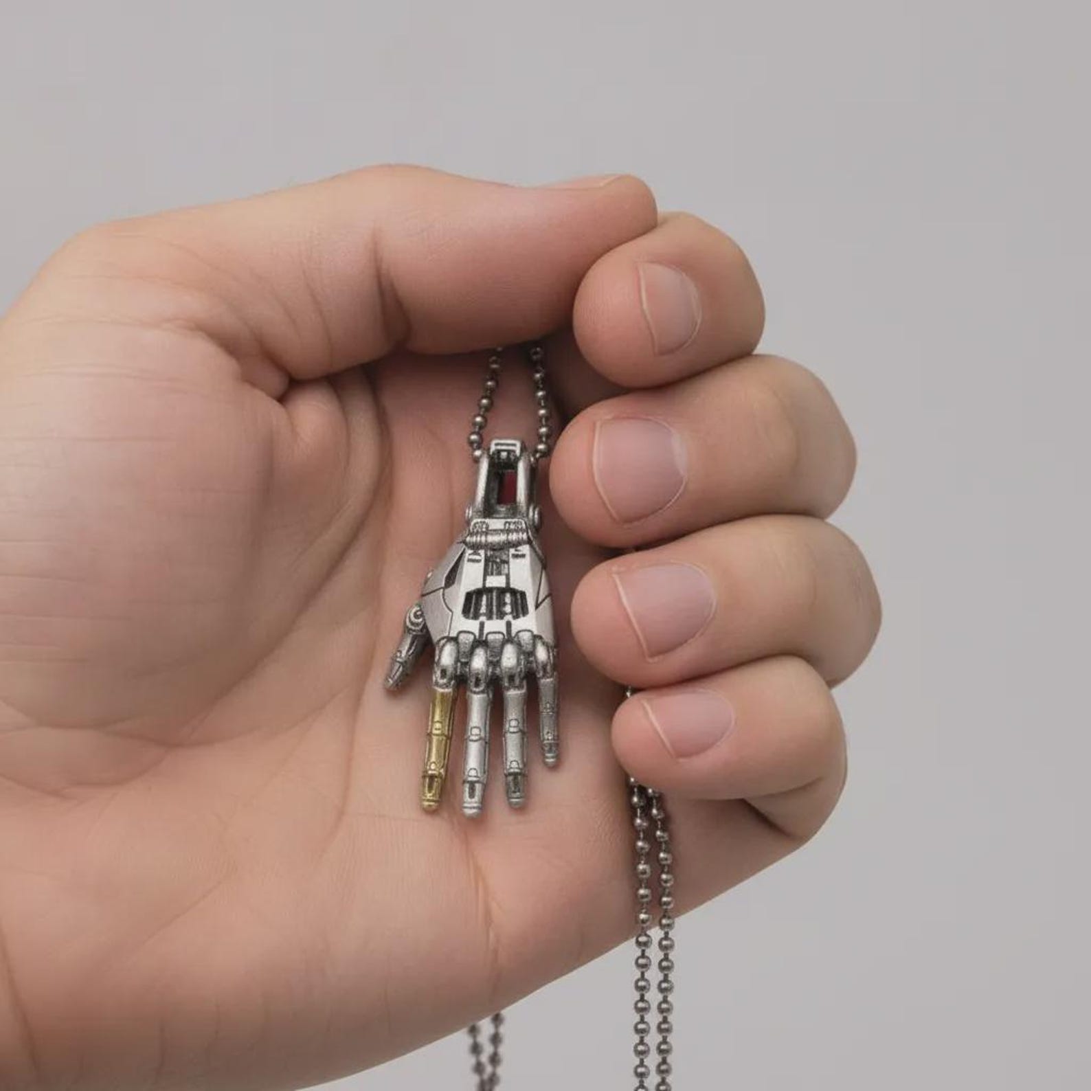 Fidget Necklace For Anxiety ADHD Articulated Robot Hand Pendant Movable Finger Sensory Jewelry Stim Toy Brass Calming Stress Relief Gift