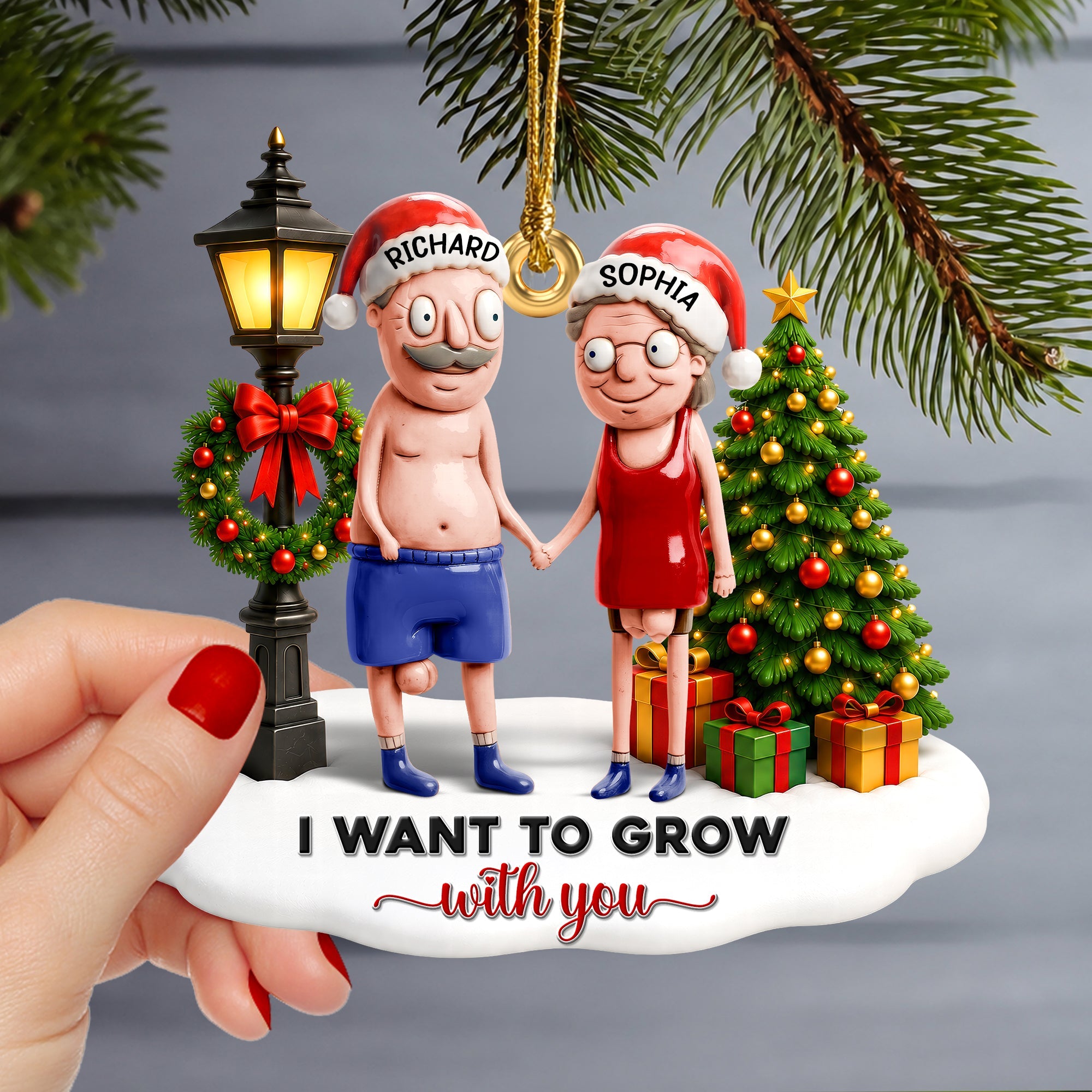 Personalized Funny Old Couple Ornament - Personalized Gifts For Couple Christmas Ornament 