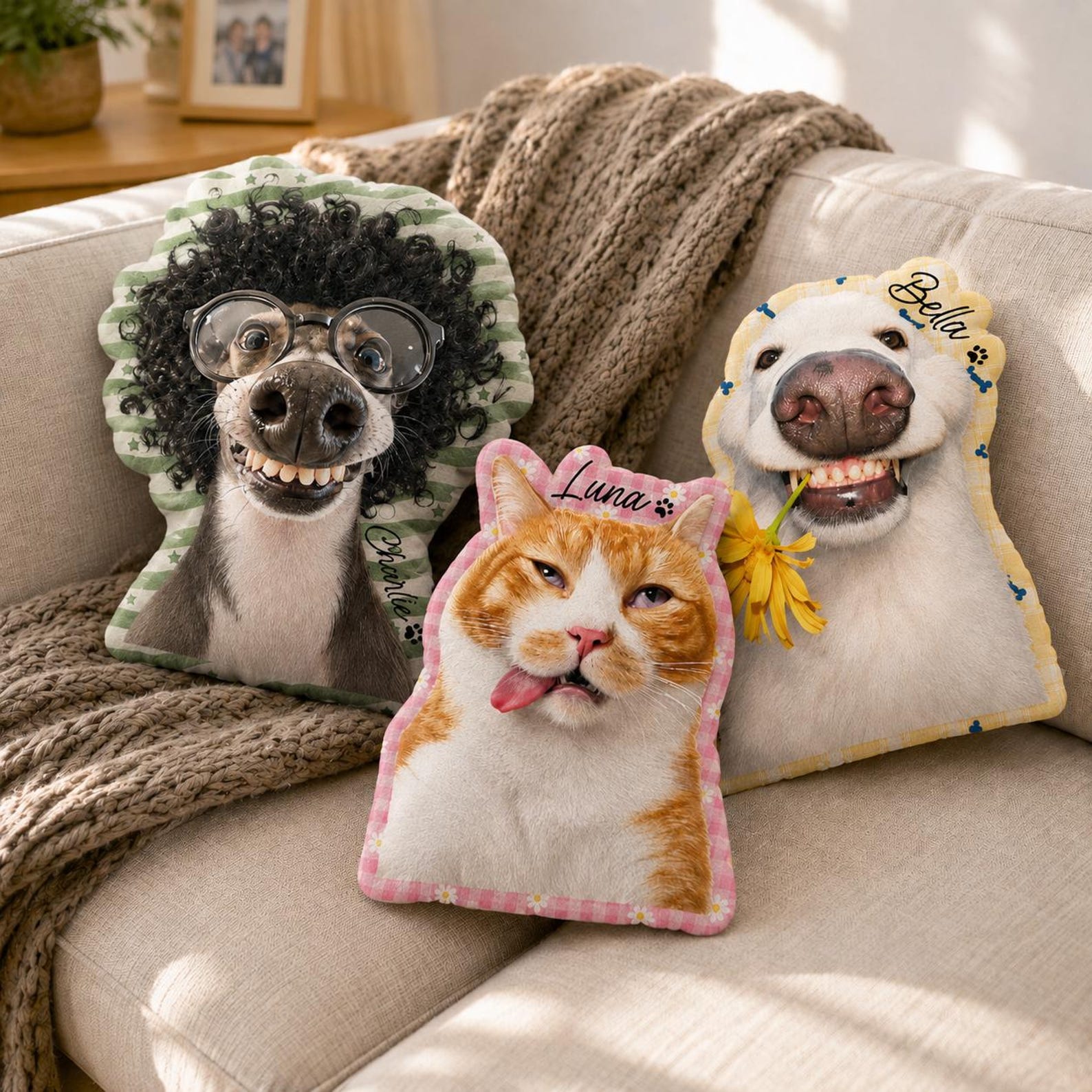 Personalized Dog Ugly Pillow, Funny Pet Pillow, Ugly Cat Pillow, Pet Lover Gift, Halloween Gift, Gift For Pet Owner, Halloween Decor
