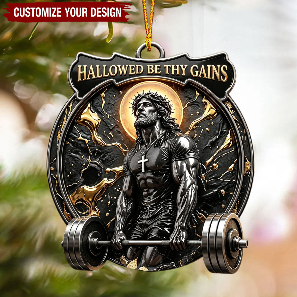 Personalized Jesus Lifts Acrylic Ornament - Personalized Gifts For Gymers & Weighlifting Lovers