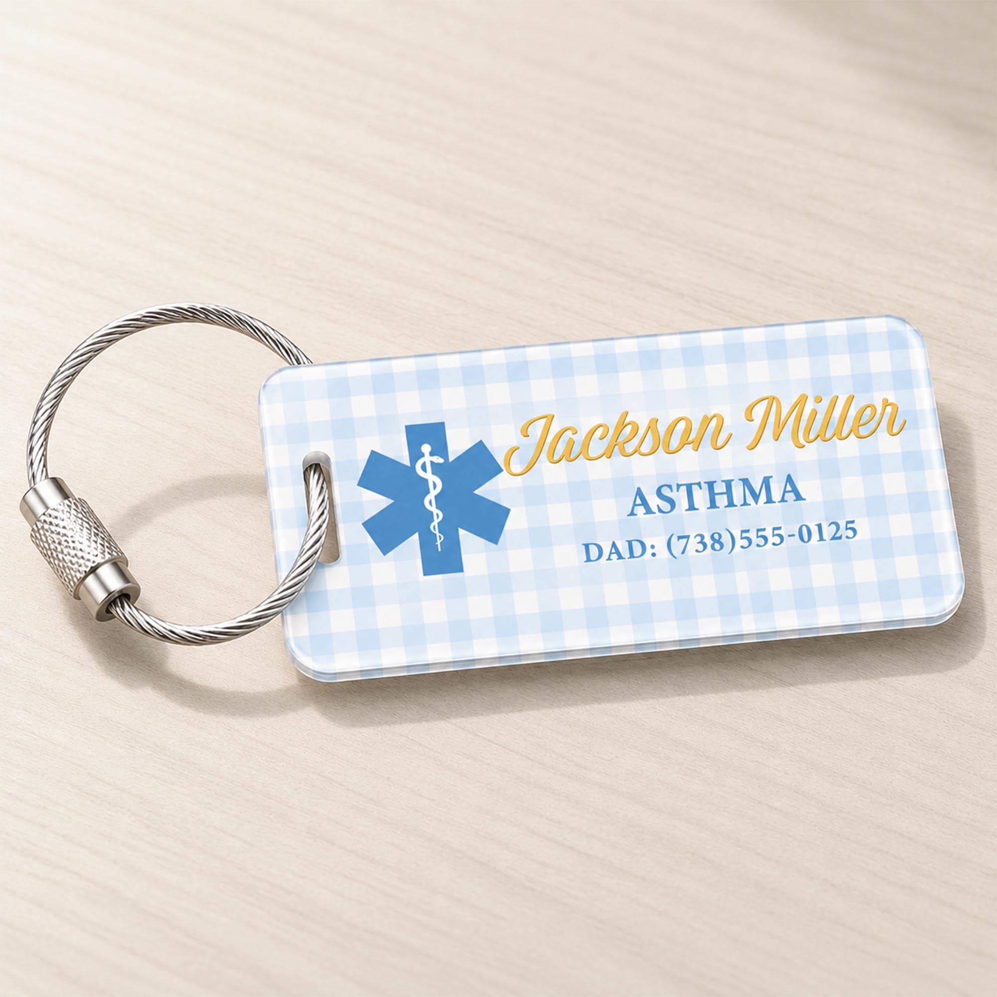 Personalized Emergency Medical Alert Card, Allergy Alert Acrylic Card, Medical ID Luggage Tag, Emergency Contact Bag Tag, Allergy ID Tag