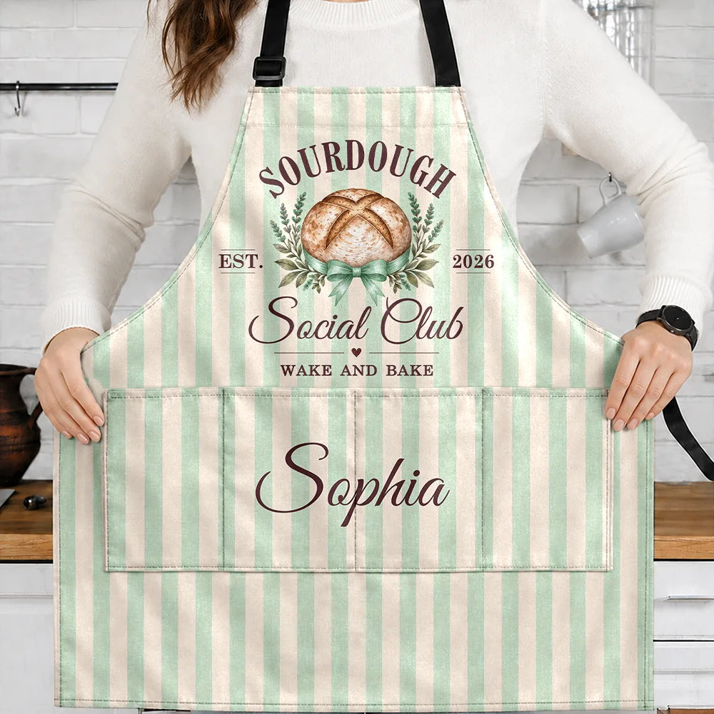 Personalized Sourdough Social Club Wake And Bake - Personalized Apron