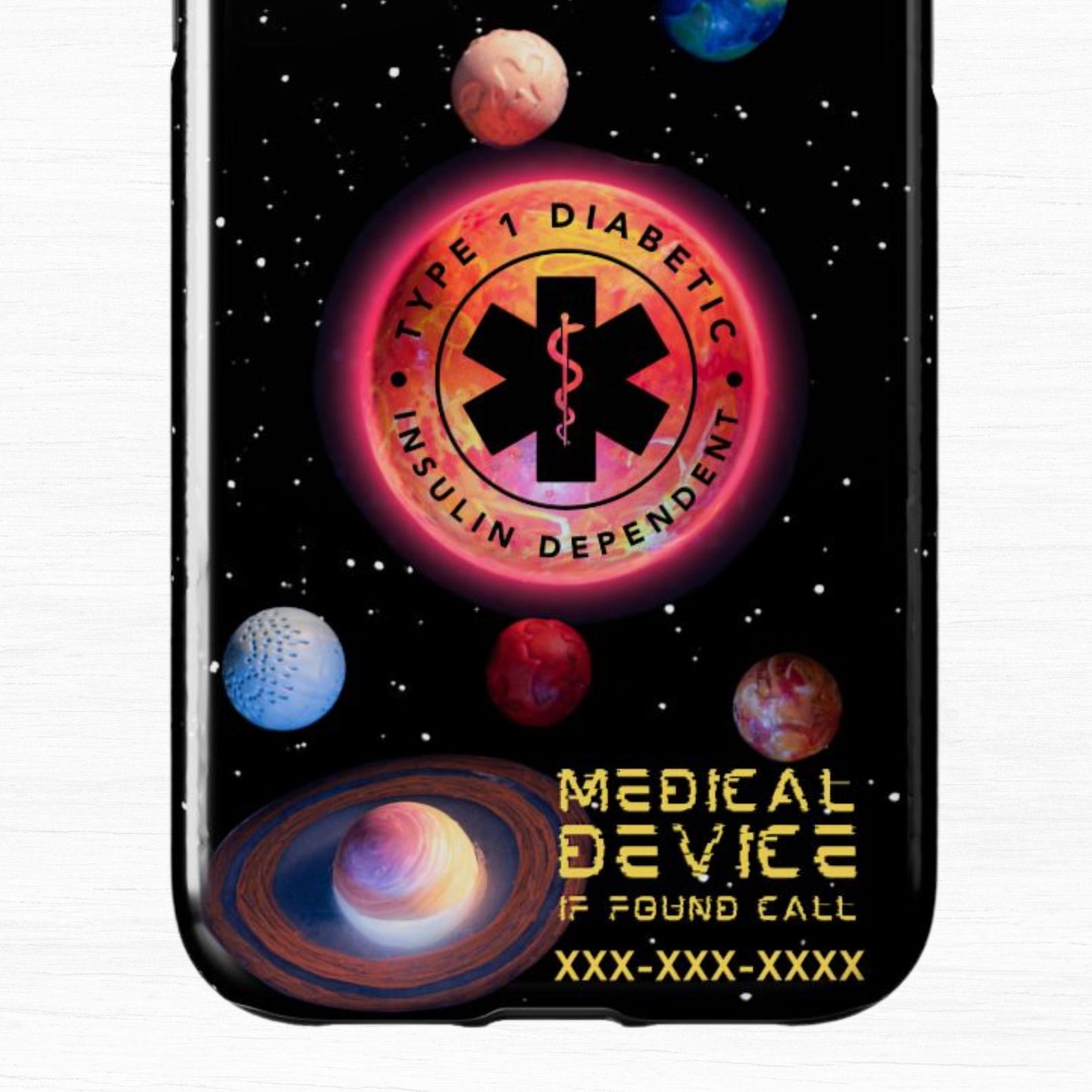 Personalized Type 1 Diabetic Phone Case, Insulin Dependent Medical Alert, Customizable Device