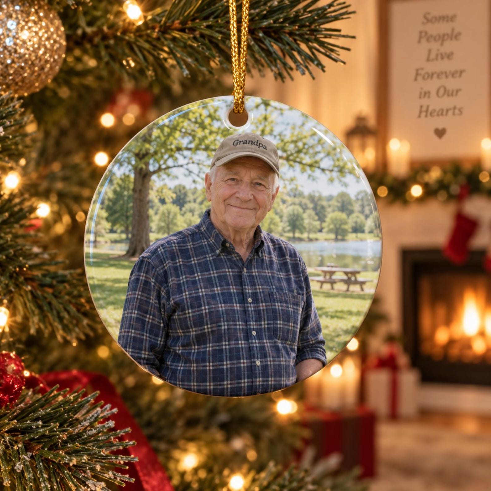 Personalized Photo Memorial Hologram Ornament, I'm In Heaven For Christmas Empty Chair, Sympathy Loss Glitter Gift 2026,Loss Of Loved One Gifts