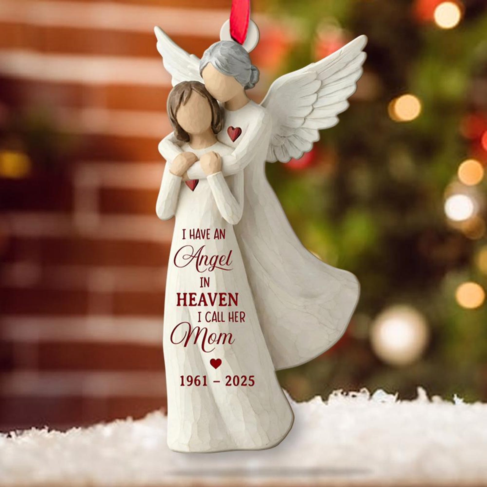 Personalized Memorial Ornament, Custom Christmas Angel In Heaven Dad Mom Loss Ornaments, Remembrance Keepsake, Loss of Parents Gift