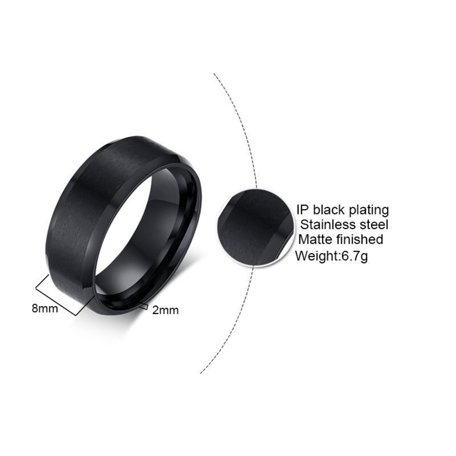 Men Personalized Medical Alert ID Ring Matt Surface Engraved Emergency Jewelry Free Engraving