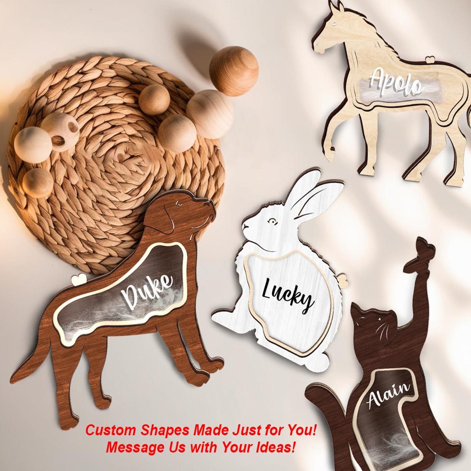 Personalized Pet Memorial Gift Personalised Hair Memorial Box, Wooden Pet Statue Fur Urn Keepsake, Pet Loss Gift, Dog Teeth Hair Memorial, Cat Keepsake