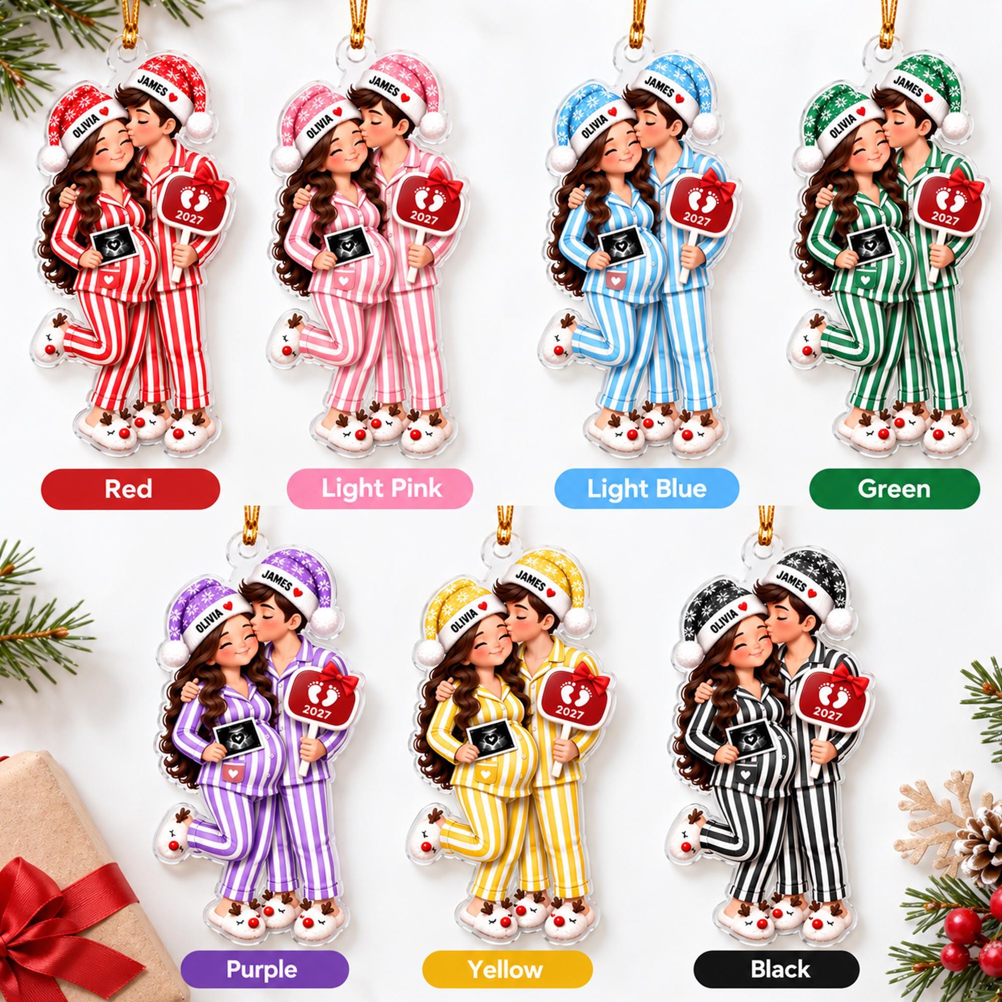 Personalized Expecting Parents Christmas Ornament, Pregnancy Announcement Acrylic Ornament, Mom Dad to Be Gift, Baby First Christmas Keepsake
