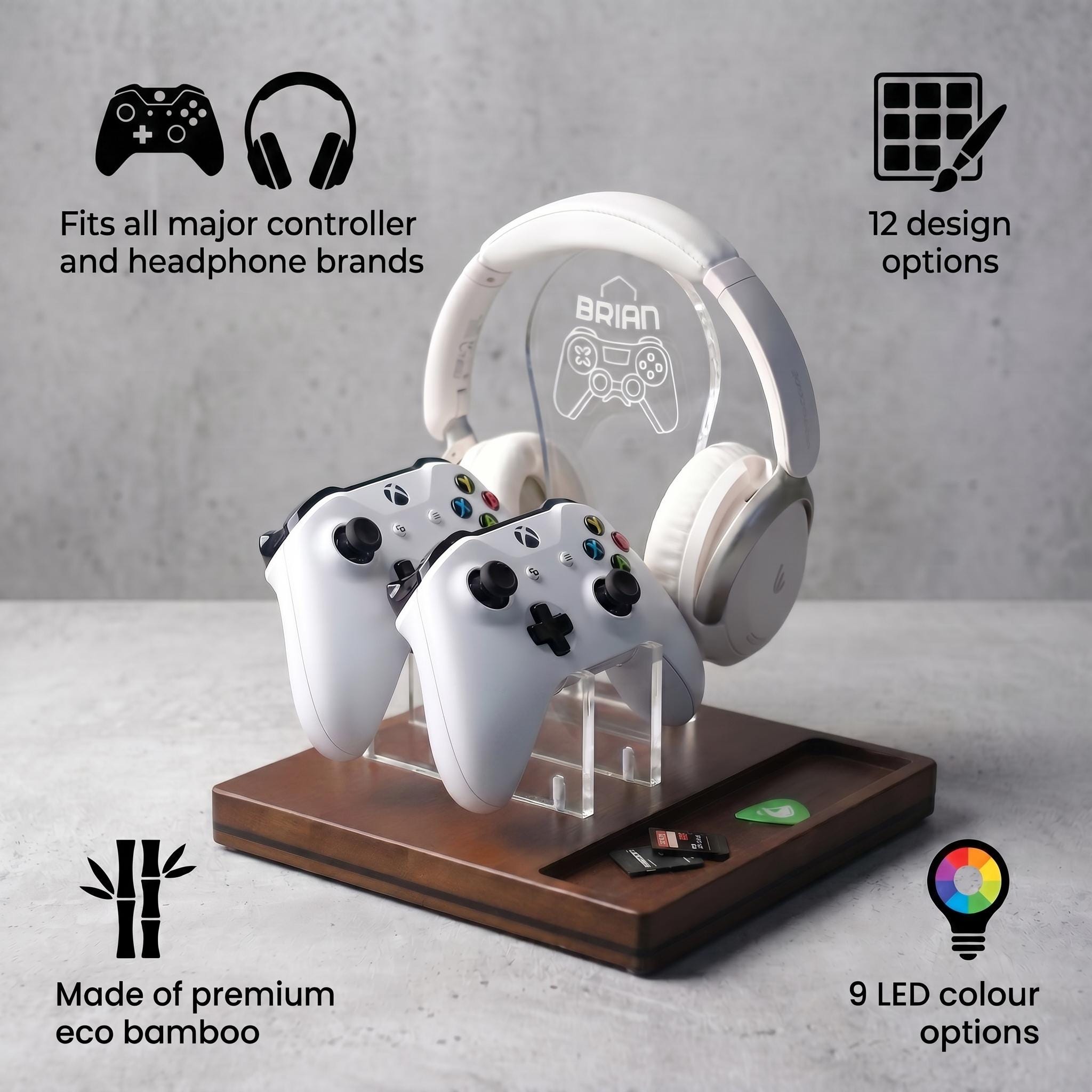Personalized Led Headphone Stand, Streamer Headset Holder Stand, Gamertag Led Light Sign, Headphone Holder, Christmas Gifts for Gamers