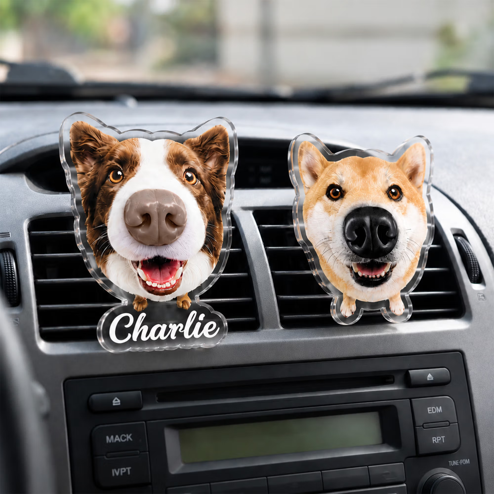 Personalized Dog Photo Nose Car Vent Clip with Name Car Accessories Pet Party Gift for Driver Pet Owner