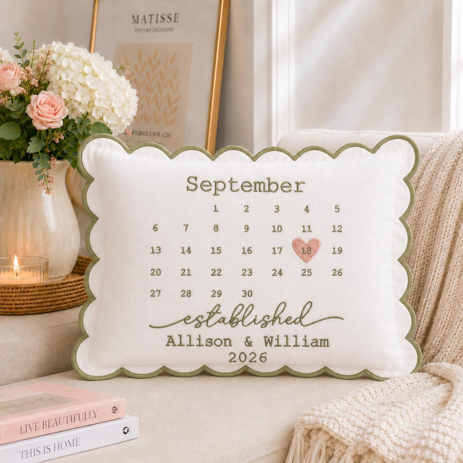 Personalized Wedding Date Pillow With Wedding Date, Wedding Anniversary Pillow, Personalized Wedding Pillow Cover, Wedding Gifts For Couple