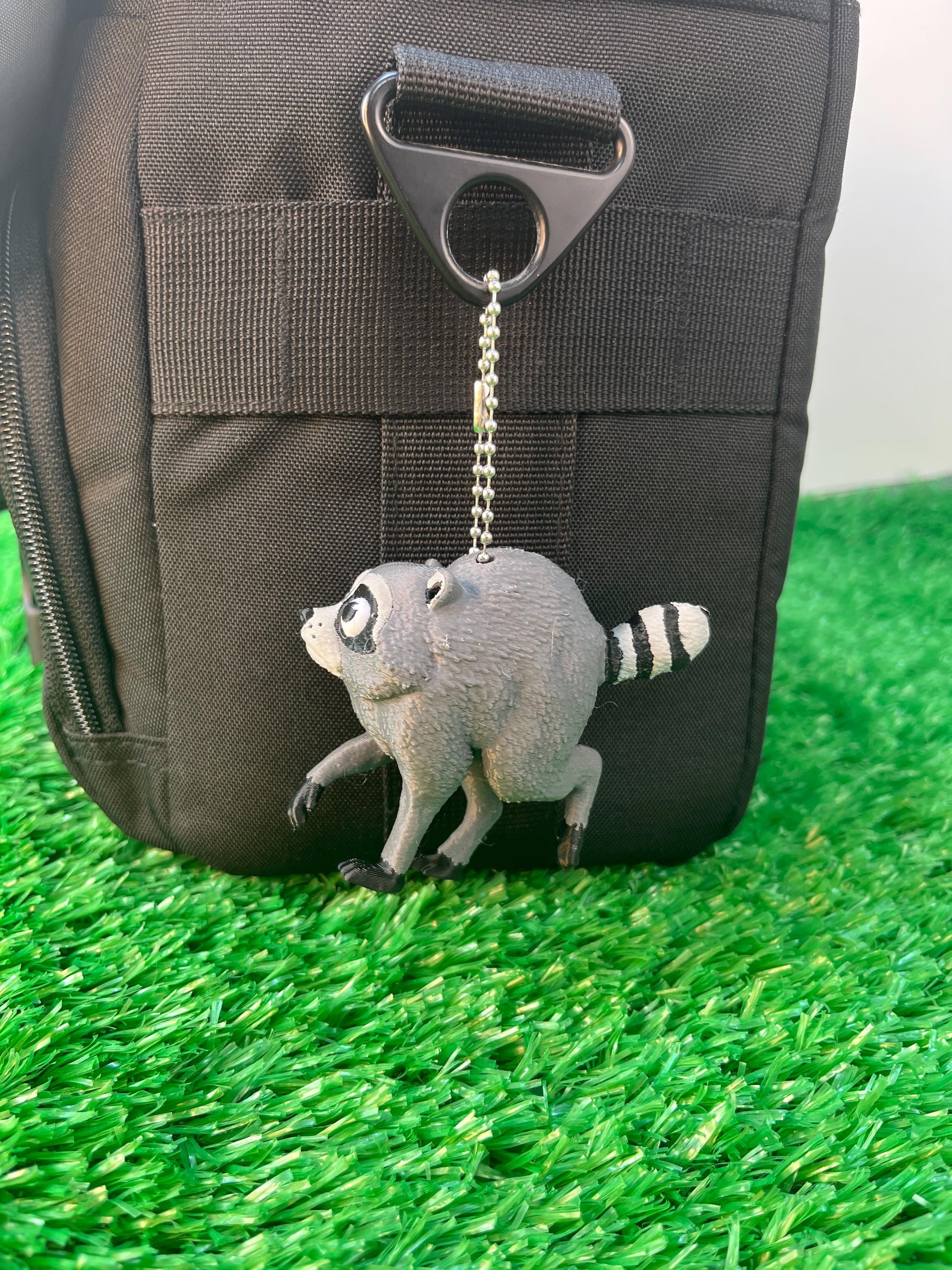 Jimothy the Raccoon Keychain | Short Spine Viral Seattle Raccoon Meme Charm | Internet Famous Trash Panda Gift for Raccoon Lovers