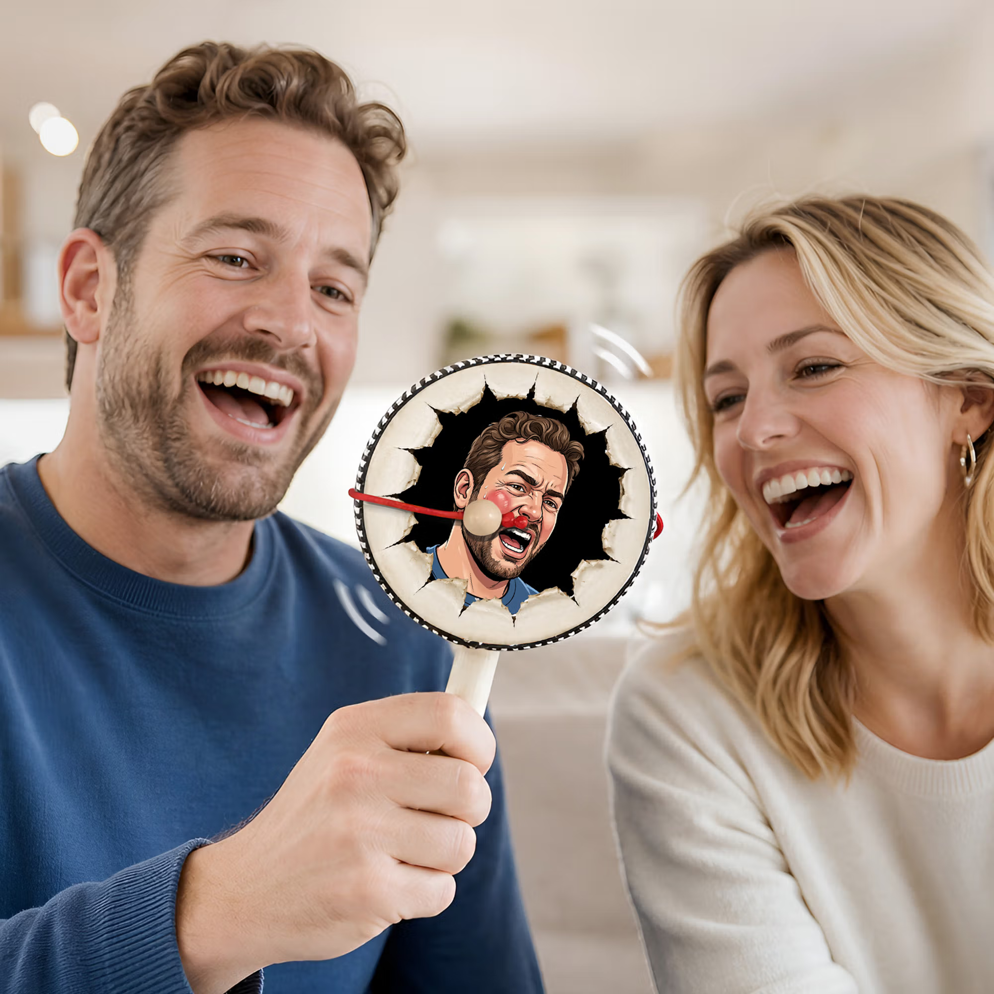 Personalized Funny Comic Style Cartoon Photo Rattle Drum Gag Stress Relief Birthday Gift for Friends Family Coworkers