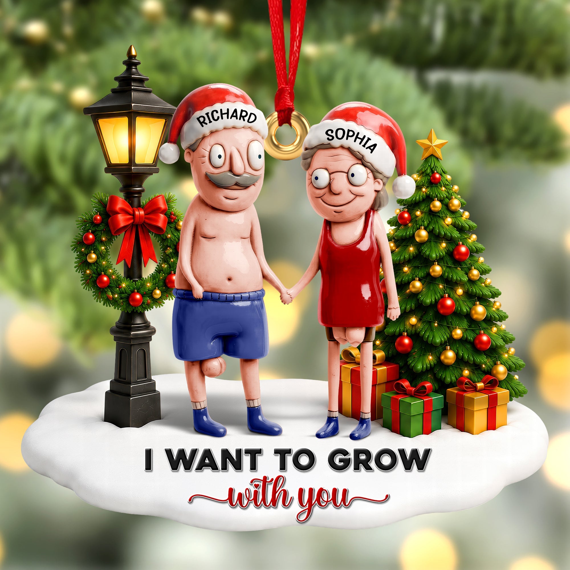Personalized Funny Old Couple Ornament - Personalized Gifts For Couple Christmas Ornament 