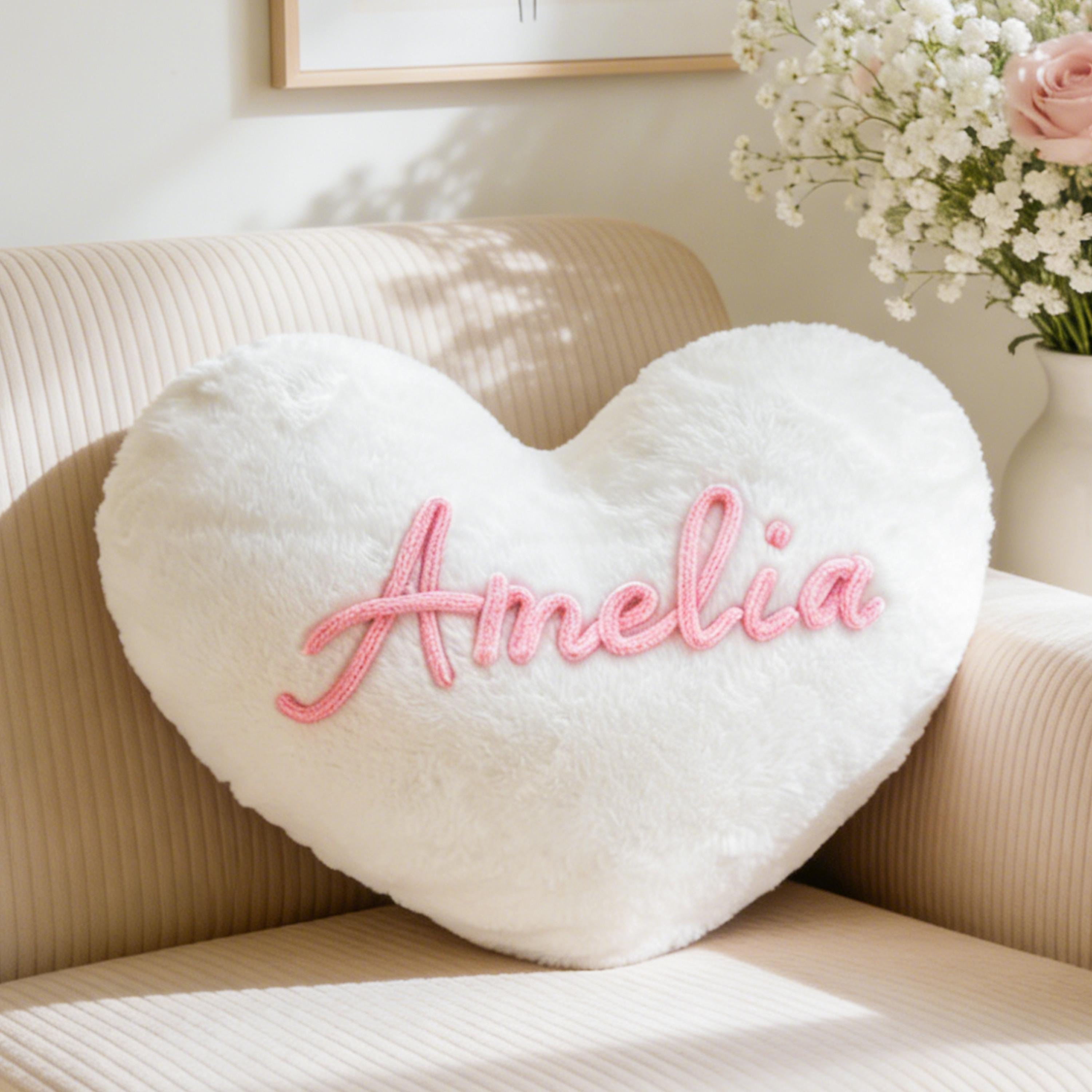 Personalized Heart Pillow Custom Name Design Sweet Gift For Girls Valentine's Day Gift
