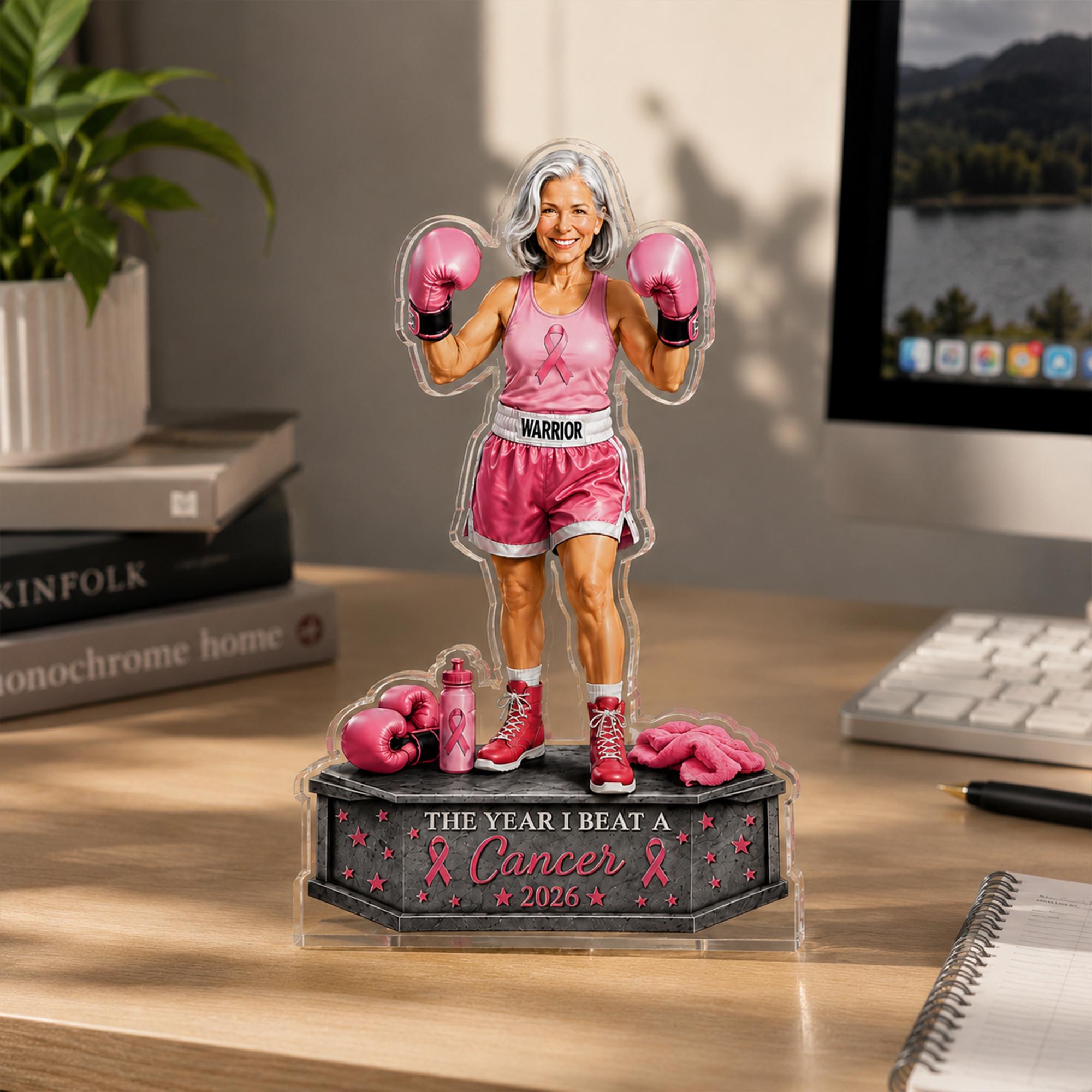 Personalized Photo Breast Cancer Survivor Acrylic Block, The Year I Beat Cancer Keepsake, Cancer Recovery Gift, Cancer Awareness Desk Decor