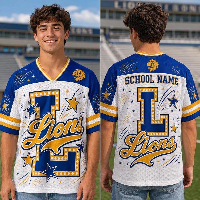 Personalized School Spirit Football Jersey, Custom Sparkle Glitter Letter Mascot V-Neck Shirt, Cute Game Day Friday Night Lights Apparel