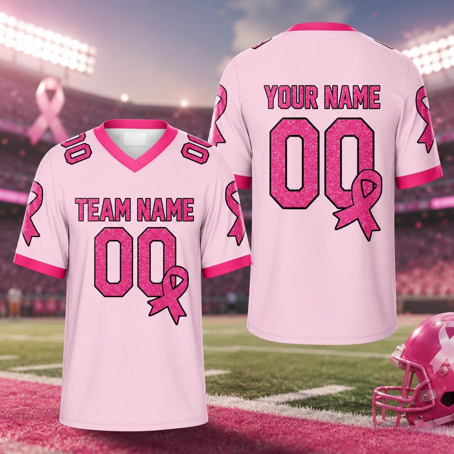 Personalized Breast Cancer Awareness Unisex Jersey, Custom Pink Ribbon Team Shirt,Game Day Jersey,Survivor Support Gift, Breast Cancer Month