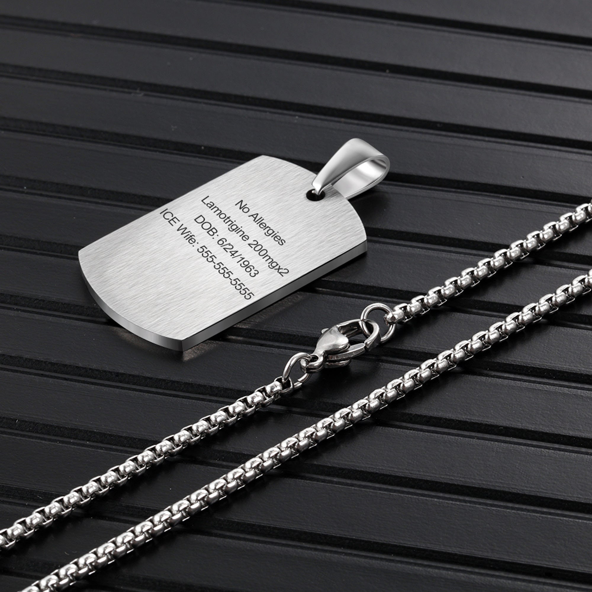 Personalized Medical Alert Necklace for Men Women, Stainless Steel Engraved Medical ID Tag Emergency Med Alert Necklace, Personalized Gift for Him