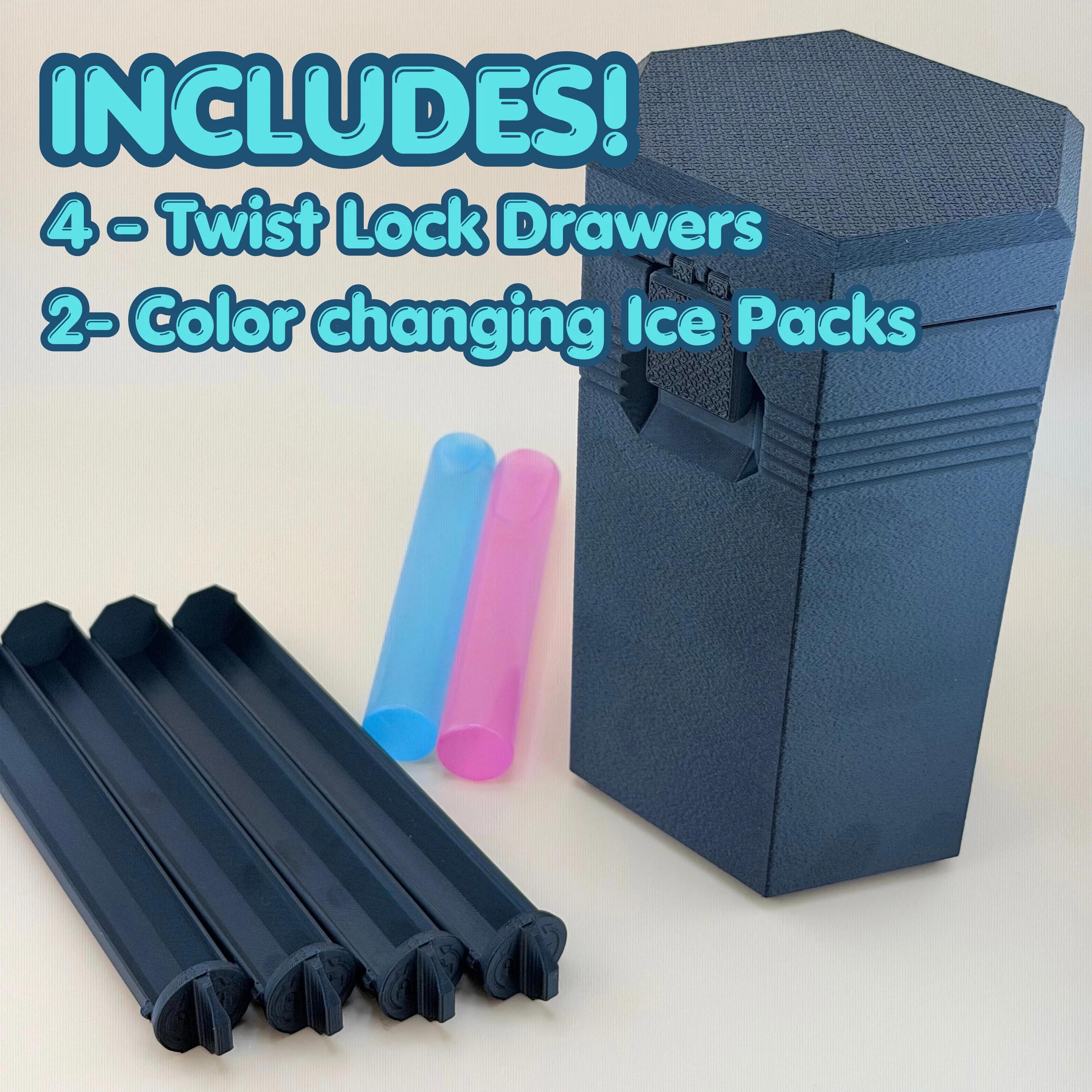 3D Printed Travel Case - 2/5/7/10 Slot Organizer for Insulin Pens, Peptide Pens, Needle Tips or Ice Packs