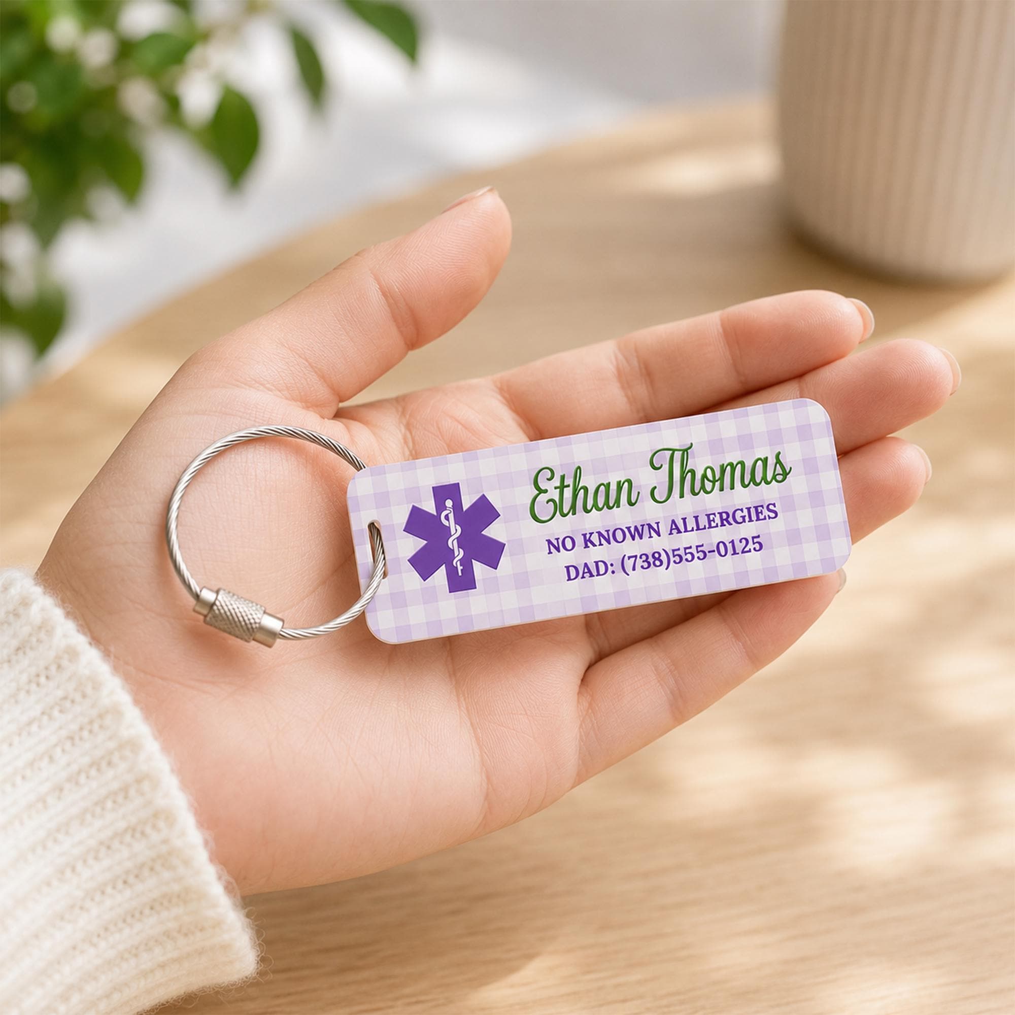 Personalized Emergency Medical Alert Card, Allergy Alert Acrylic Card, Medical ID Luggage Tag, Emergency Contact Bag Tag, Allergy ID Tag