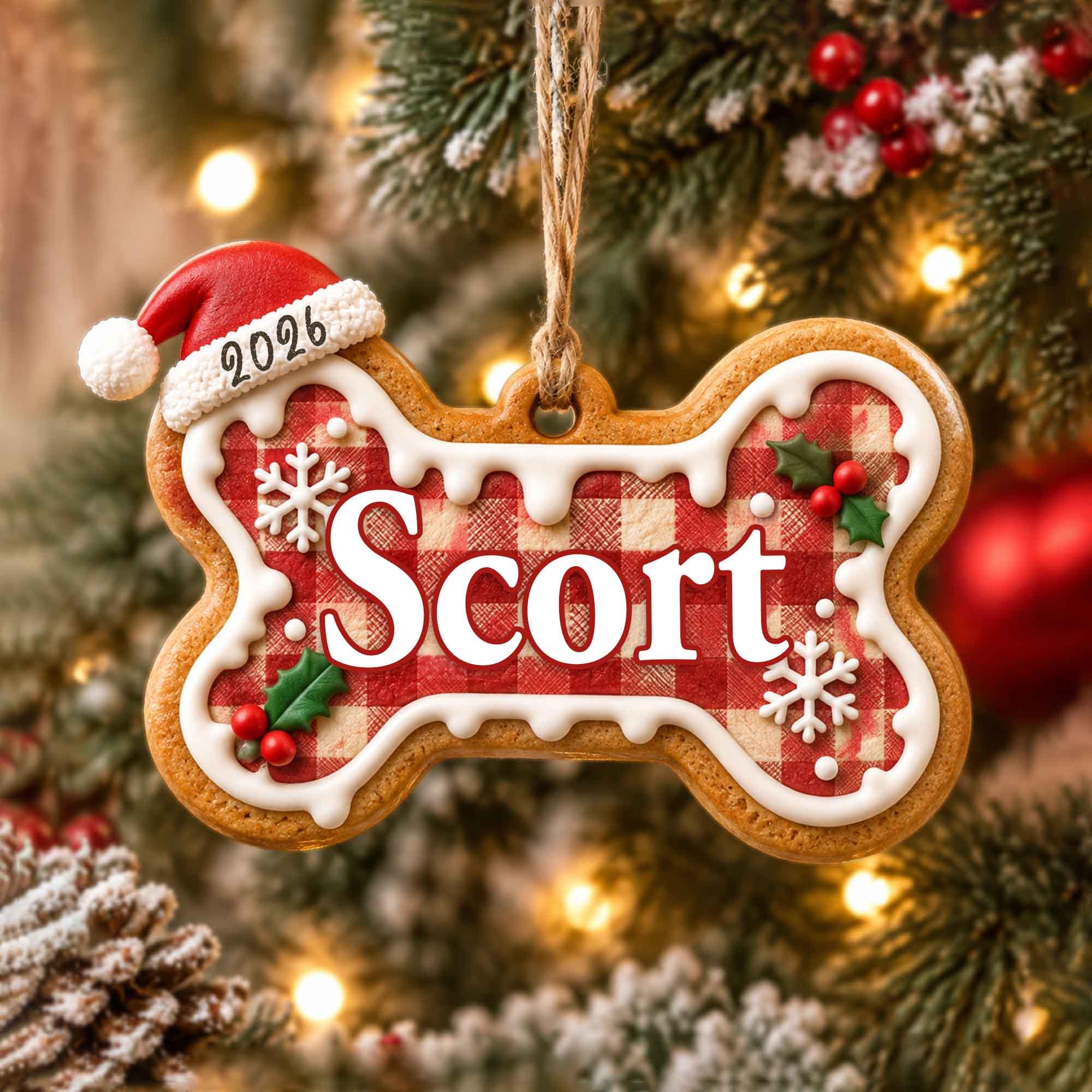 Personalized Dog Bone Christmas Ornament, Custom Pet Ornament, Dog Christmas Gift, Dog Lover Gift, New Puppy Gift, Christmas Tree Decor