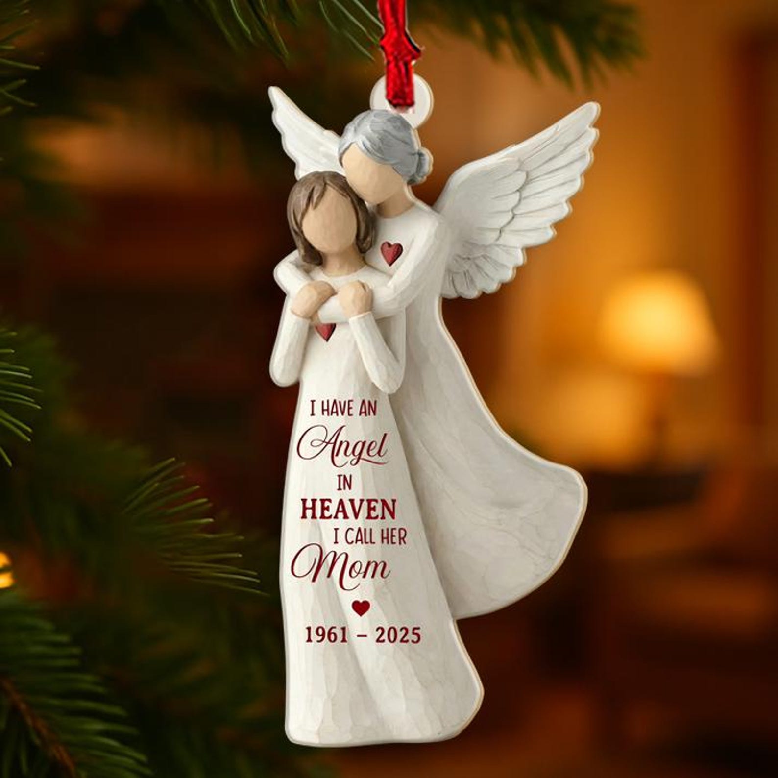 Personalized Memorial Ornament, Custom Christmas Angel In Heaven Dad Mom Loss Ornaments, Remembrance Keepsake, Loss of Parents Gift