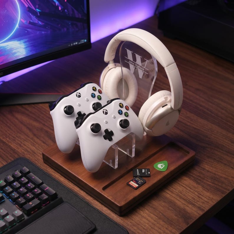 Personalized Led Headphone Stand, Streamer Headset Holder Stand, Gamertag Led Light Sign, Headphone Holder, Christmas Gifts for Gamers
