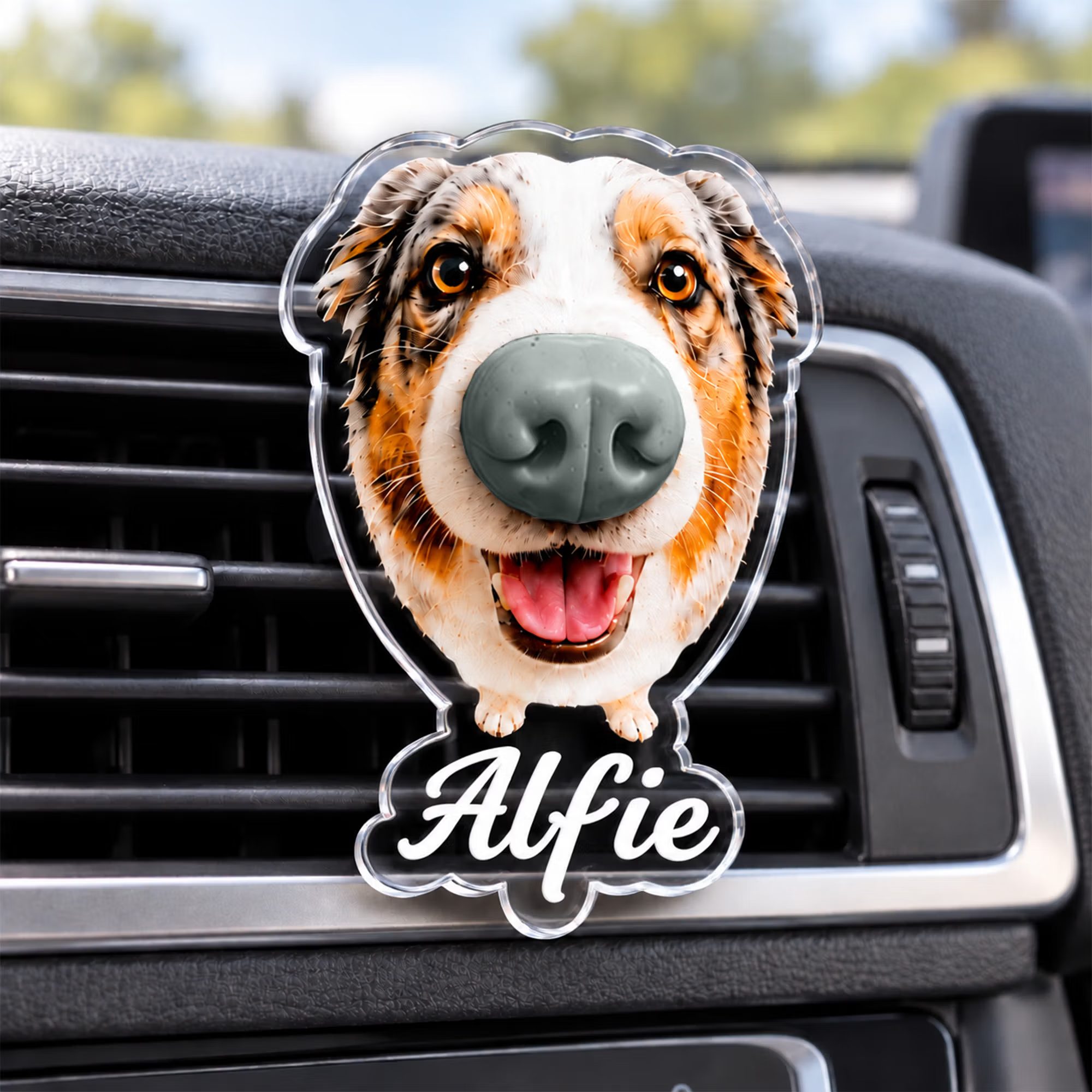 Personalized Dog Photo Nose Car Vent Clip with Name Car Accessories Pet Party Gift for Driver Pet Owner