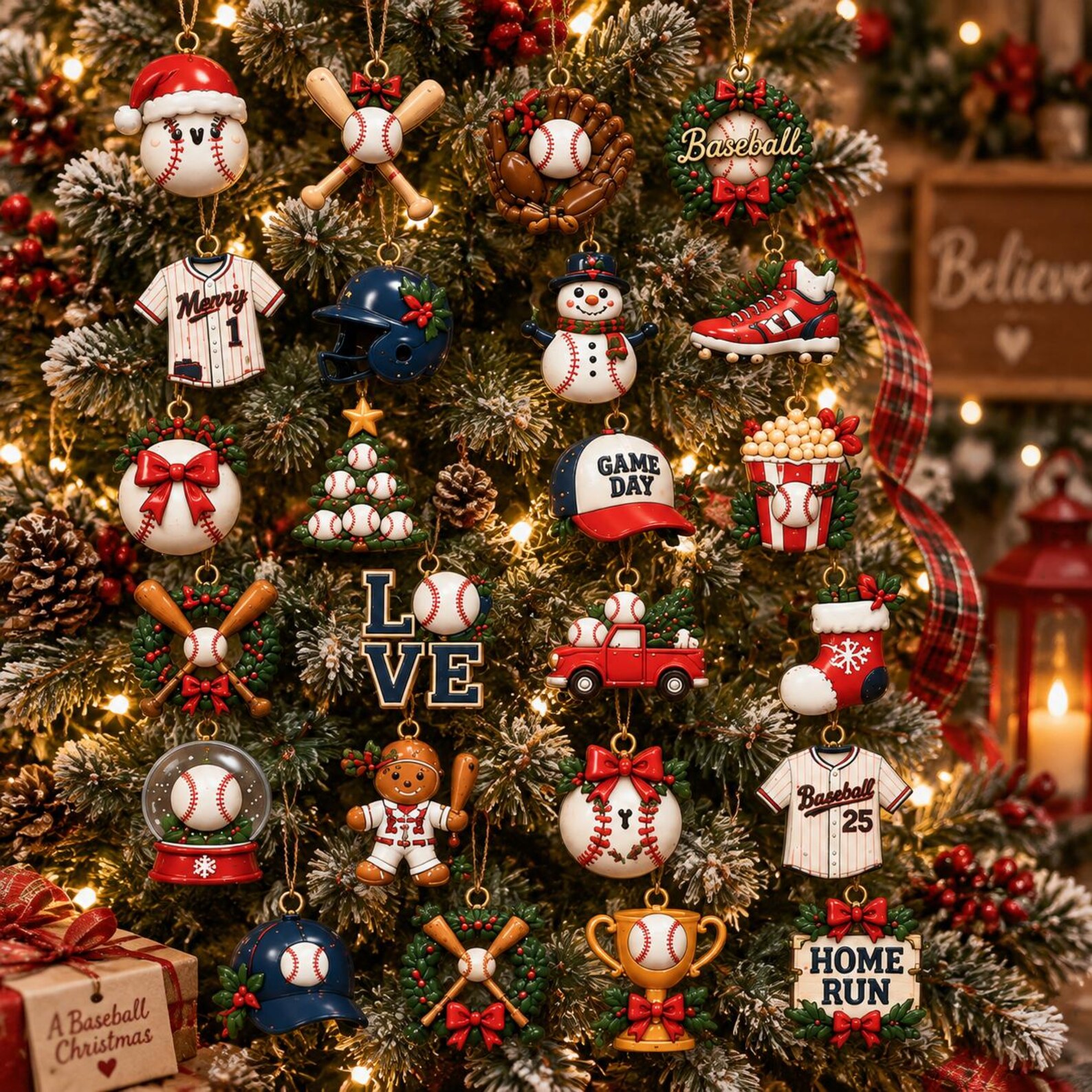 Personalized Name Baseball Advent Calendar 2026, Christmas Countdown Box, 24 Baseball Charms, Personalized Name Holiday Keepsake, Baseball Player Gift