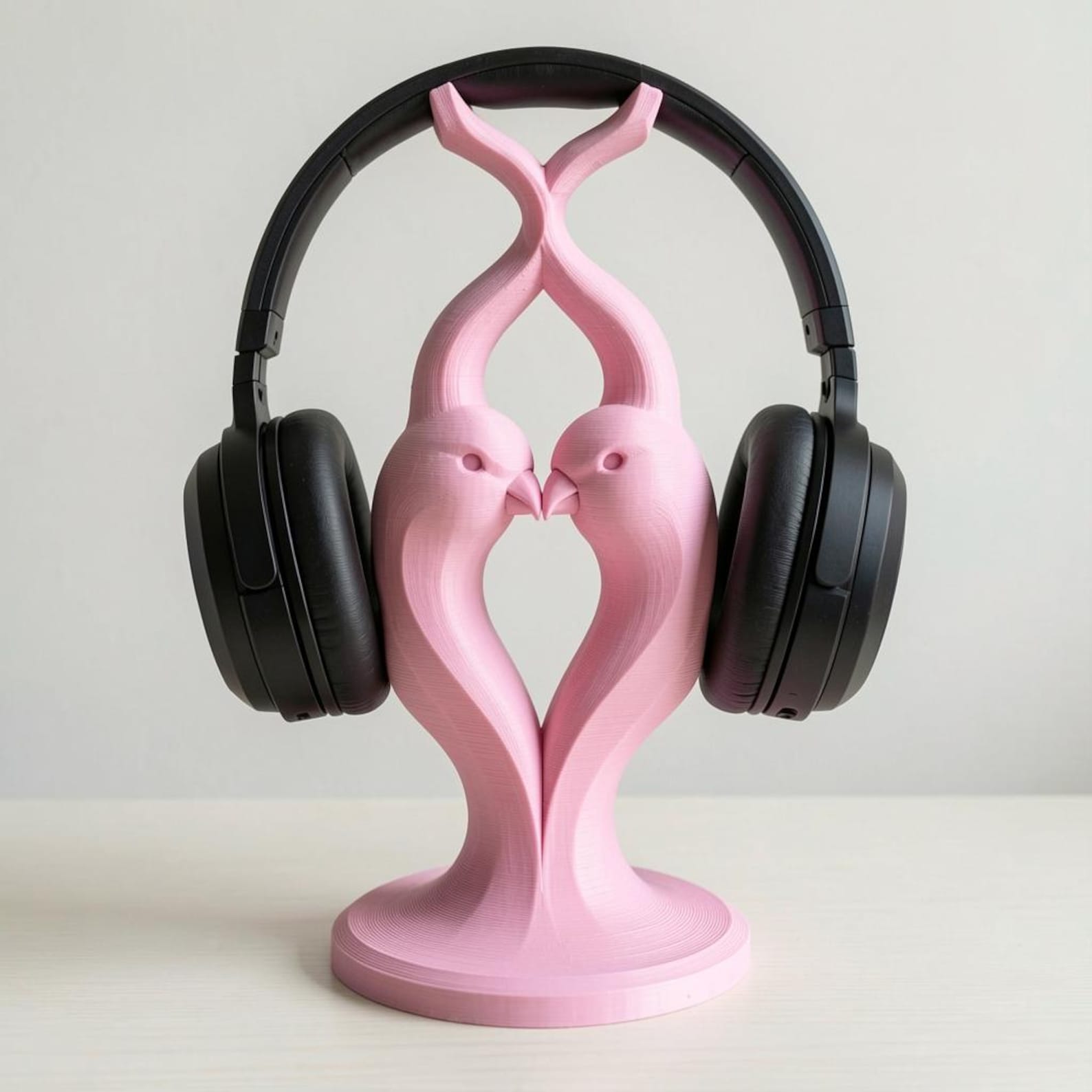 Lovebird 3D Printed Headphone Stand - Artisan Hand Painted Headset Holder for Gaming Desks and Music Lovers