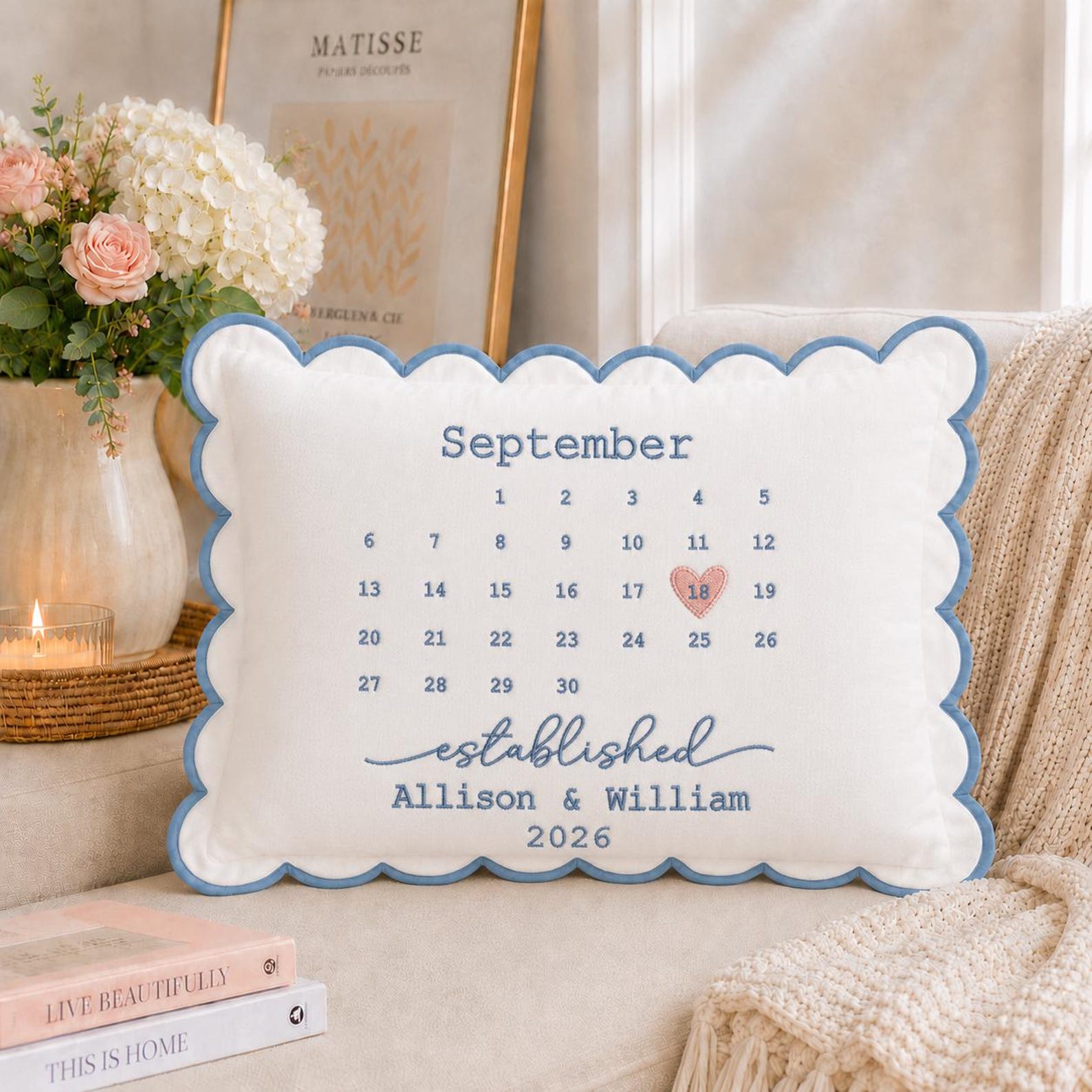 Personalized Wedding Date Pillow With Wedding Date, Wedding Anniversary Pillow, Personalized Wedding Pillow Cover, Wedding Gifts For Couple