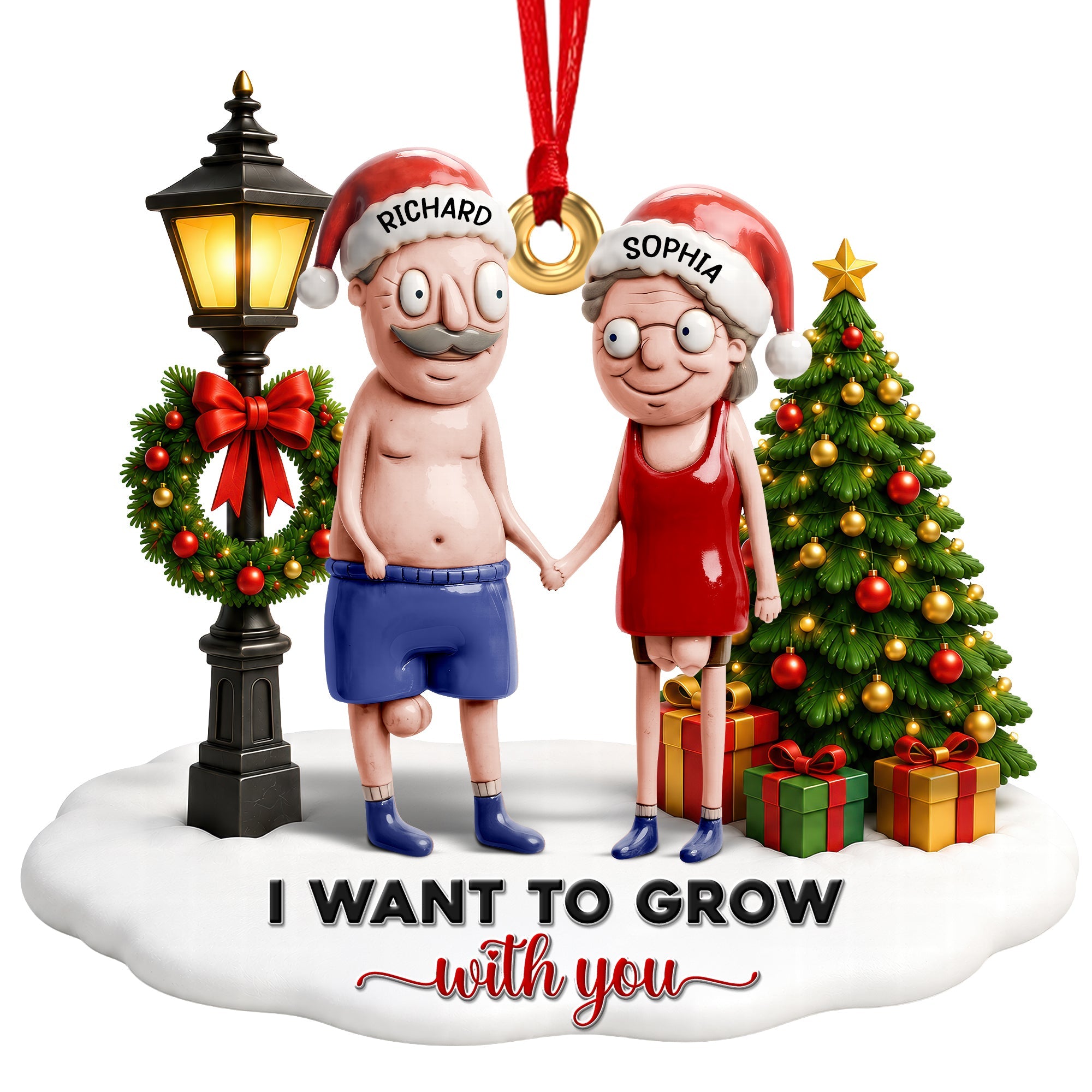 Personalized Funny Old Couple Ornament - Personalized Gifts For Couple Christmas Ornament 