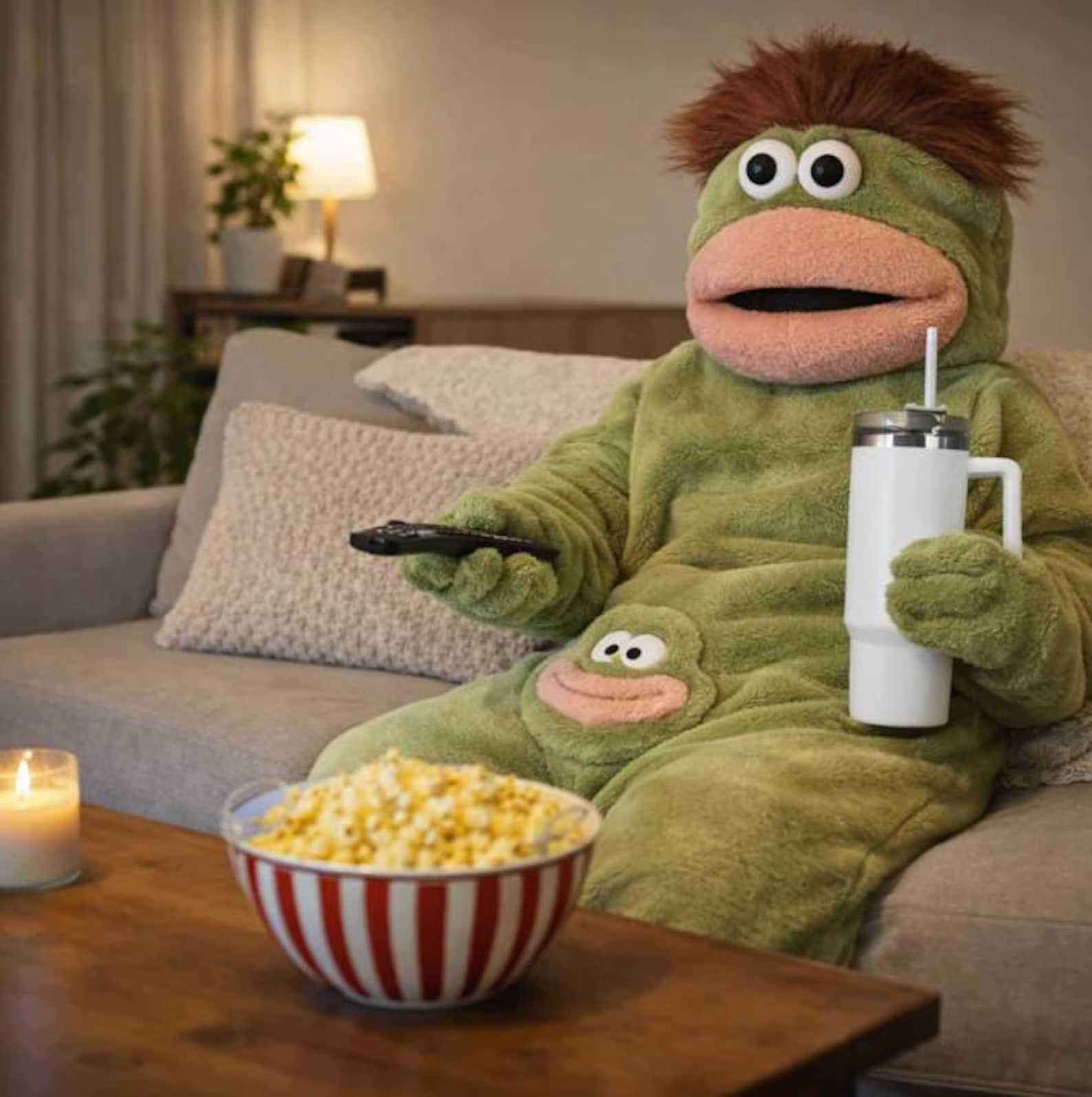 Personalized Funny Googly Eye Monster Frog Onesie with Name, Hooded Wearable Blanket Pajamas, Oversized Plush Fleece Adult Loungewear, Cozy Gag Gift