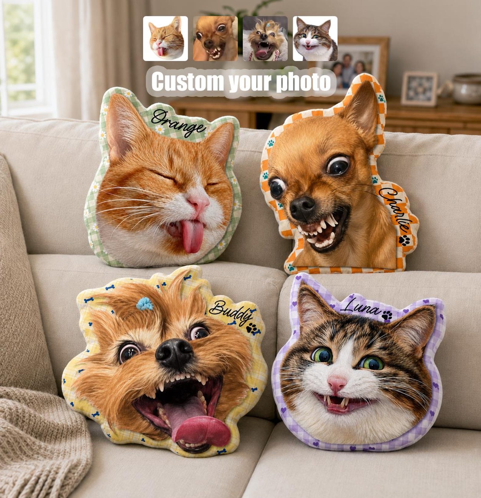 Personalized Dog Ugly Pillow, Funny Pet Pillow, Ugly Cat Pillow, Pet Lover Gift, Halloween Gift, Gift For Pet Owner, Halloween Decor