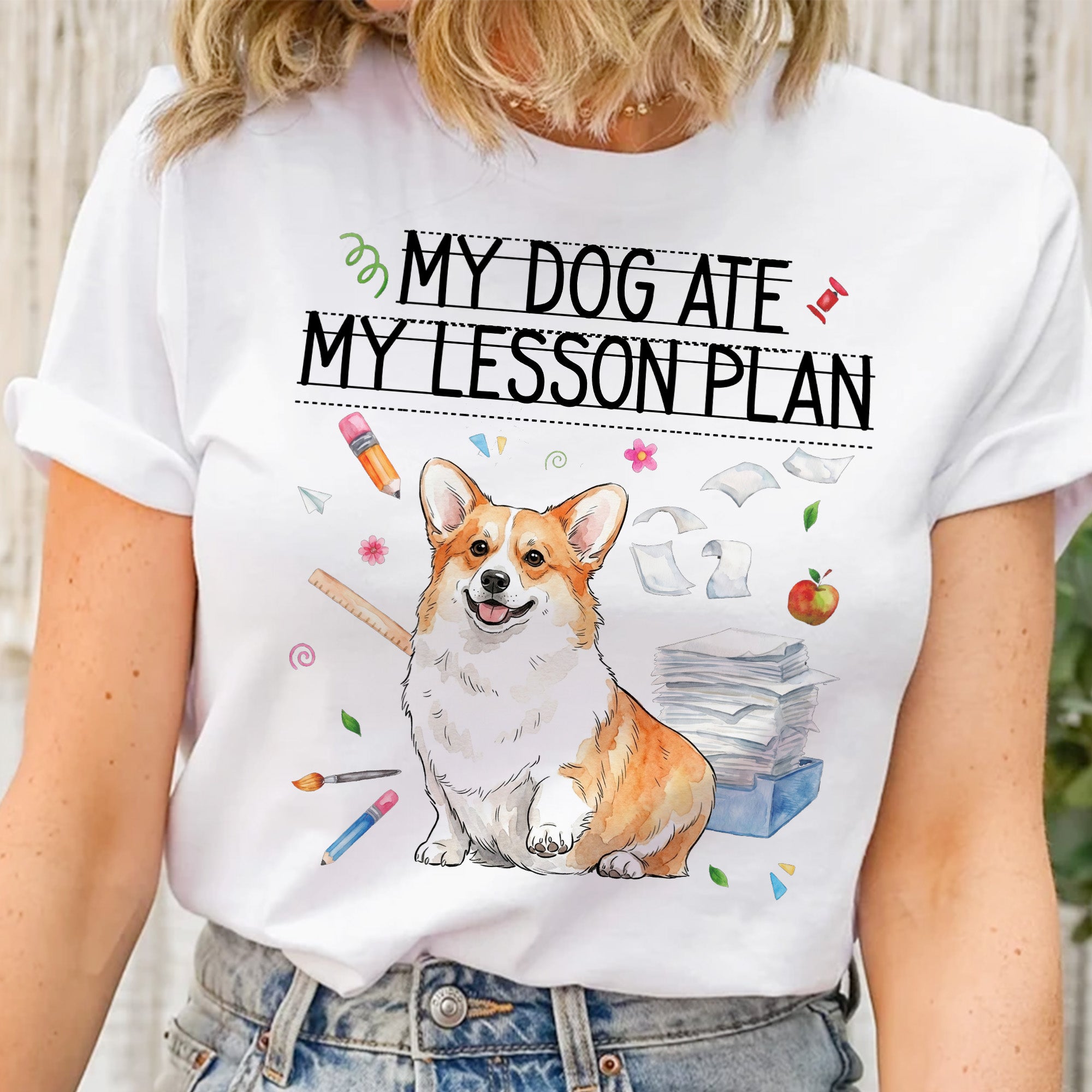 Personalized My Dog Ate My Lesson Plan Custom Pet Photo Back To School Gifts For Teacher - Personalized Shirt