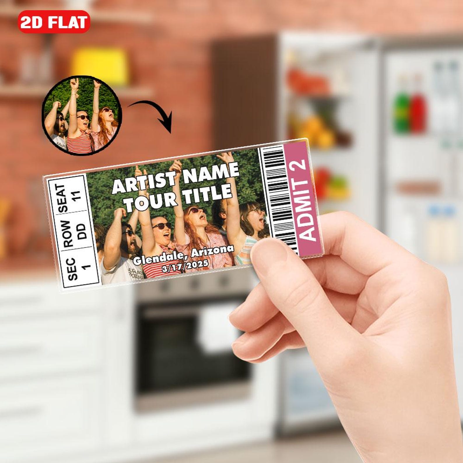 Personalized Photo Fridge Magnet Personalized Music Concert Ticket Kitchen Decor Magnet Photo Ticket Music Tour Photo Souvenir Gift Magnet Picture