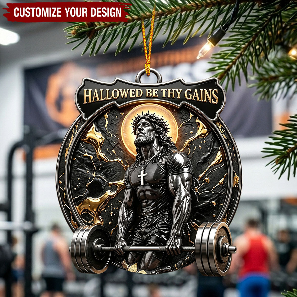 Personalized Jesus Lifts Acrylic Ornament - Personalized Gifts For Gymers & Weighlifting Lovers