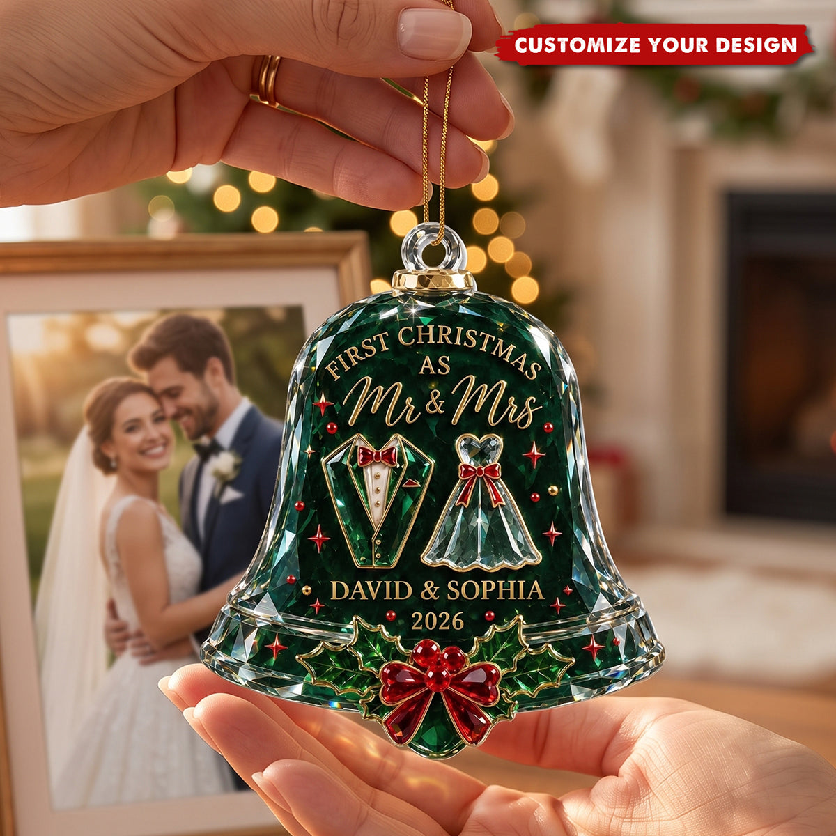 Personalized First Christmas As Mr & Mrs, Acrylic Ornament