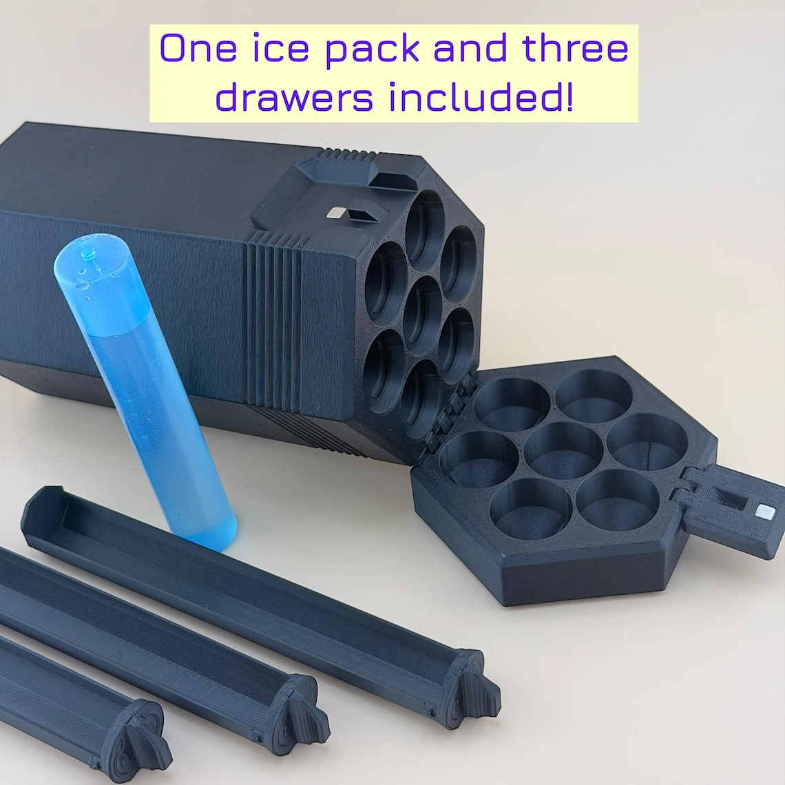 3D Printed Travel Case - 2/5/7/10 Slot Organizer for Insulin Pens, Peptide Pens, Needle Tips or Ice Packs