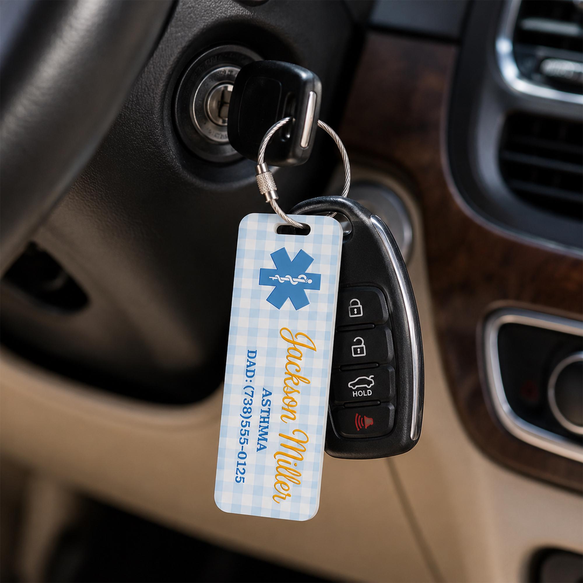Personalized Emergency Medical Alert Card, Allergy Alert Acrylic Card, Medical ID Luggage Tag, Emergency Contact Bag Tag, Allergy ID Tag