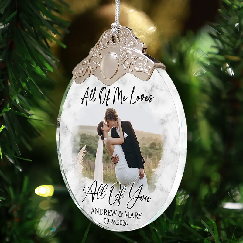 Personalized Photo First Christmas As Mr & Mrs Couples - Personalized Glass Ornament With Silver Cap